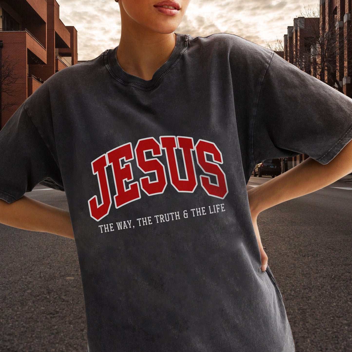 Jesus The Way The Truth & The Life Unisex Vintage Washed T-Shirt - Christian Faith Declaration