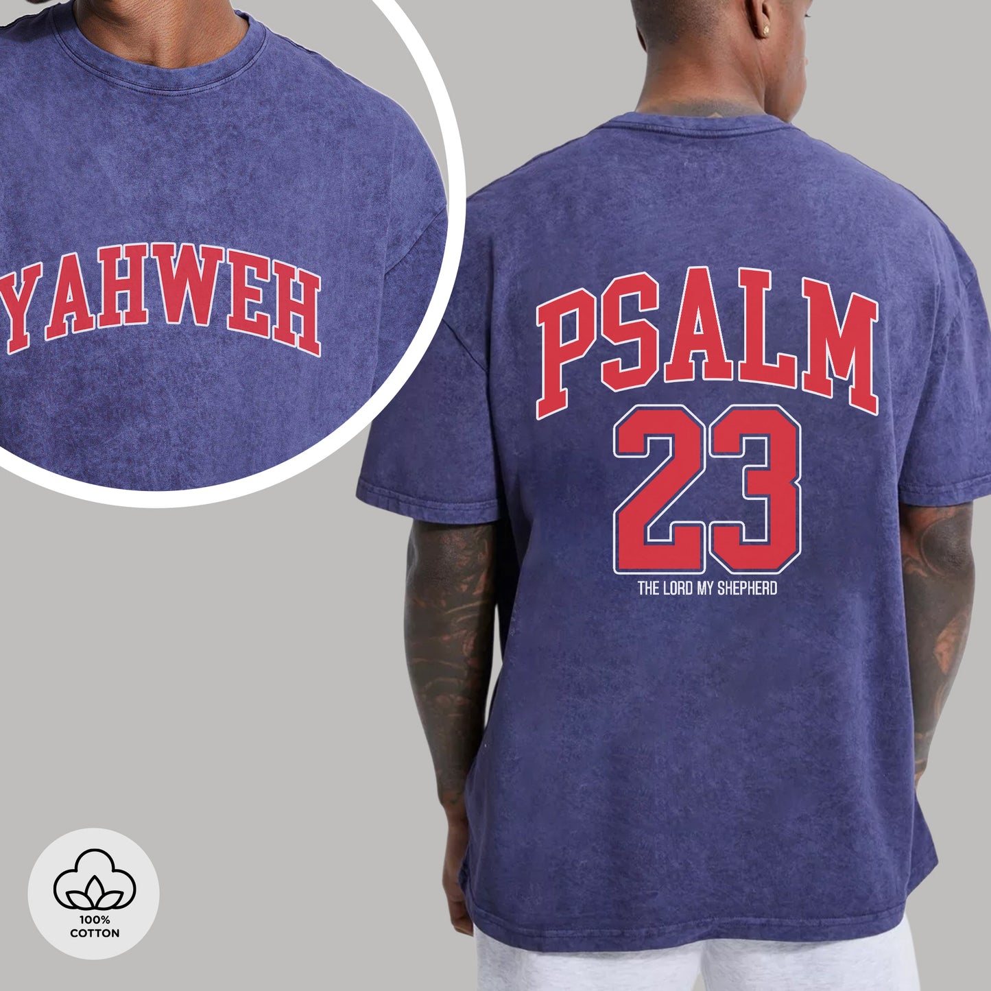 Yahweh Psalm 23 Two Sides Unisex Vintage Washed T-Shirt - The Lord My Shepherd Declaration
