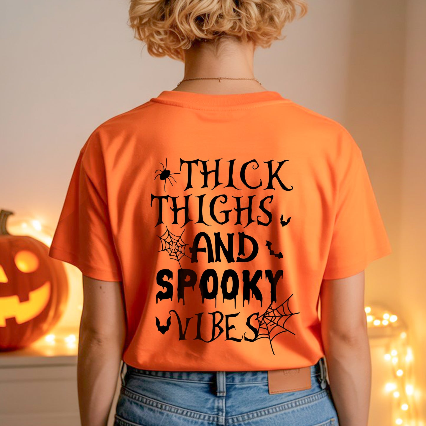 Thick Thighs And Spooky Vibes Halloween T-Shirt Body Positive Confidence Halloween Tee