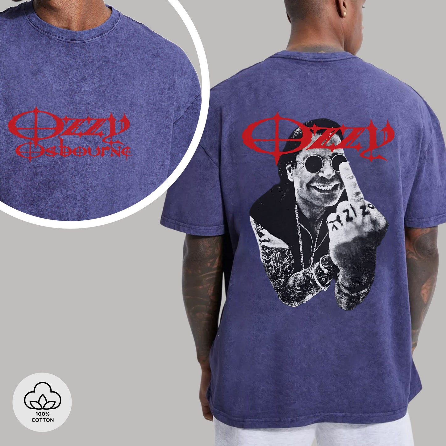 Ozzy Osbourne Two Sides Unisex Vintage Washed T-Shirt - Rock Legend Portrait Tribute