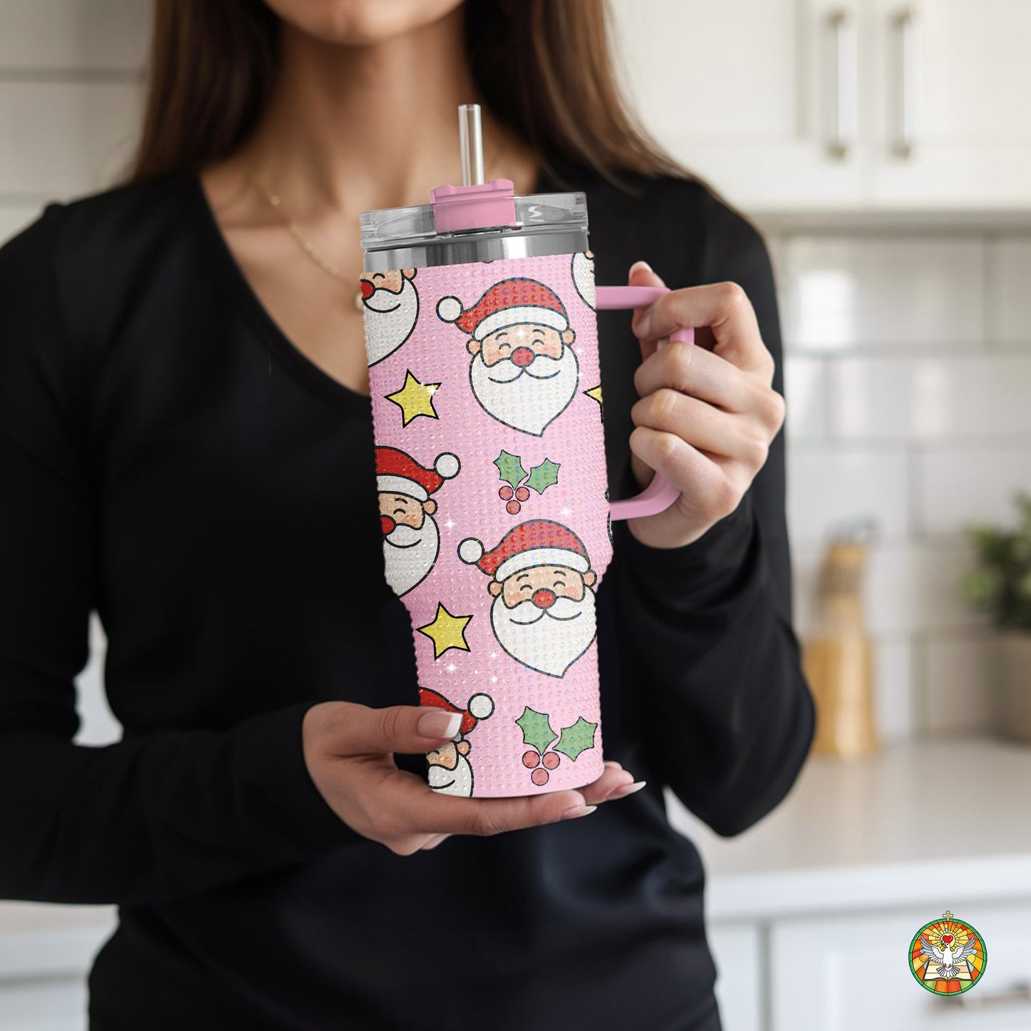 Santa Christmas Bling Diamond Tumbler 40oz - Sparkling Holiday Rhinestone Cup