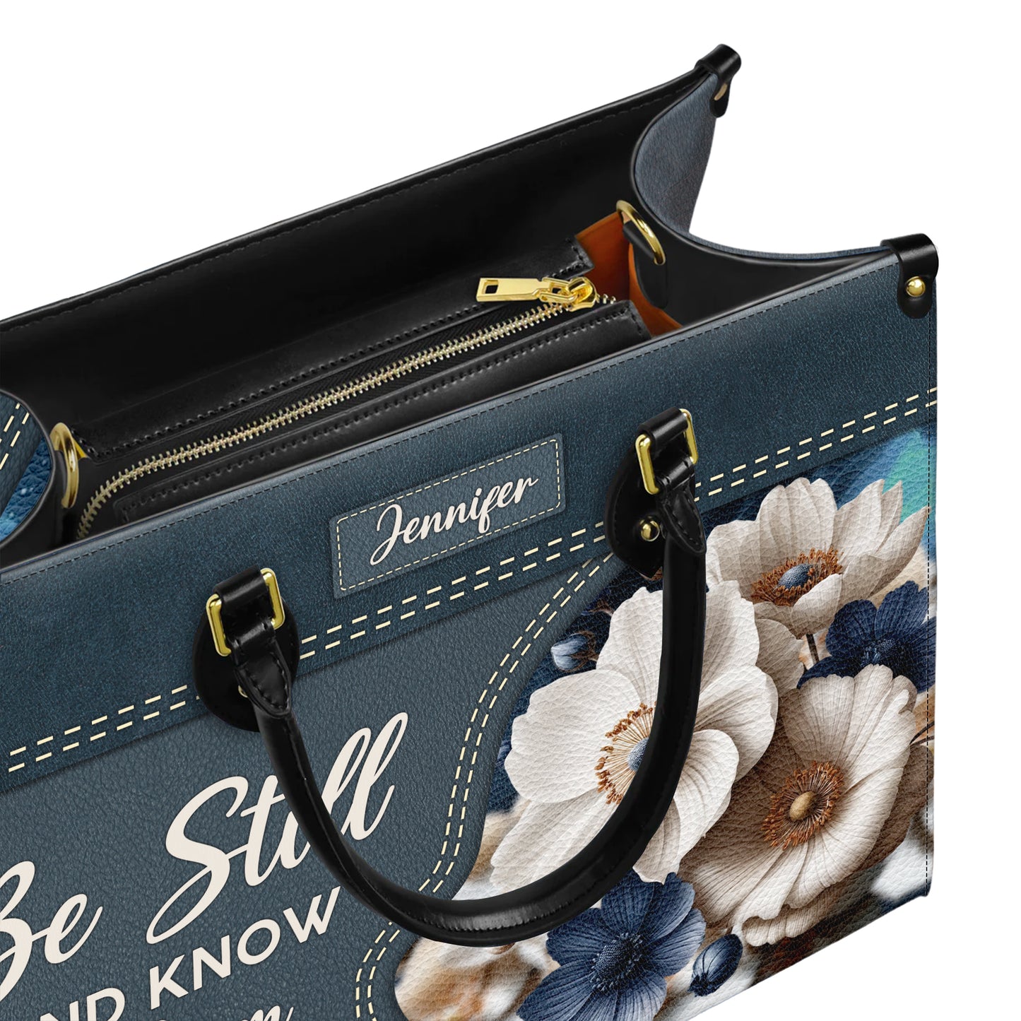 Be Still And Know That I Am God Psalm 46:10 Personalized Faith Leather Handbag Christian Women