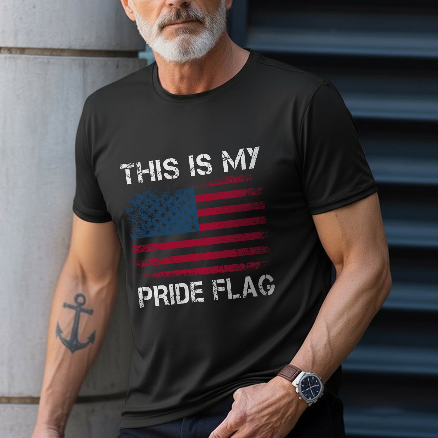 This Is My Pride Flag Distressed American Flag T-Shirt