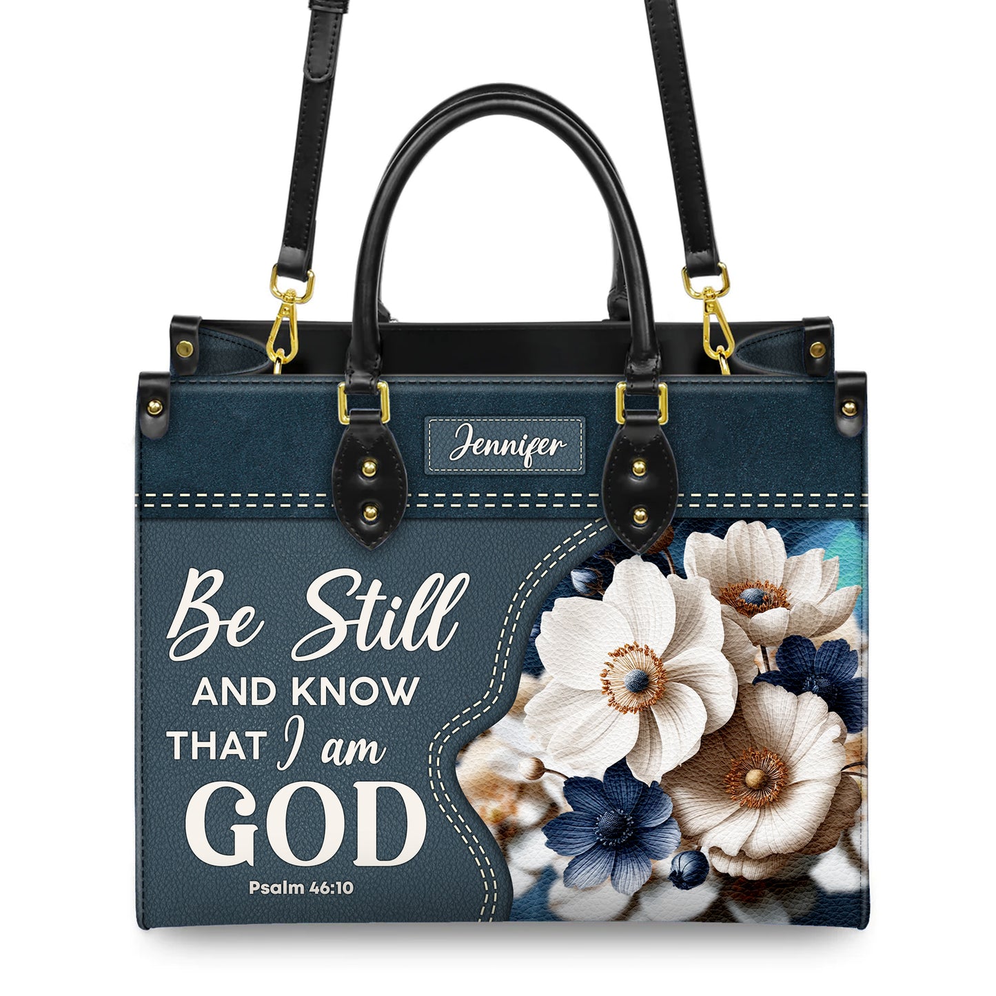 Be Still And Know That I Am God Psalm 46:10 Personalized Faith Leather Handbag Christian Women