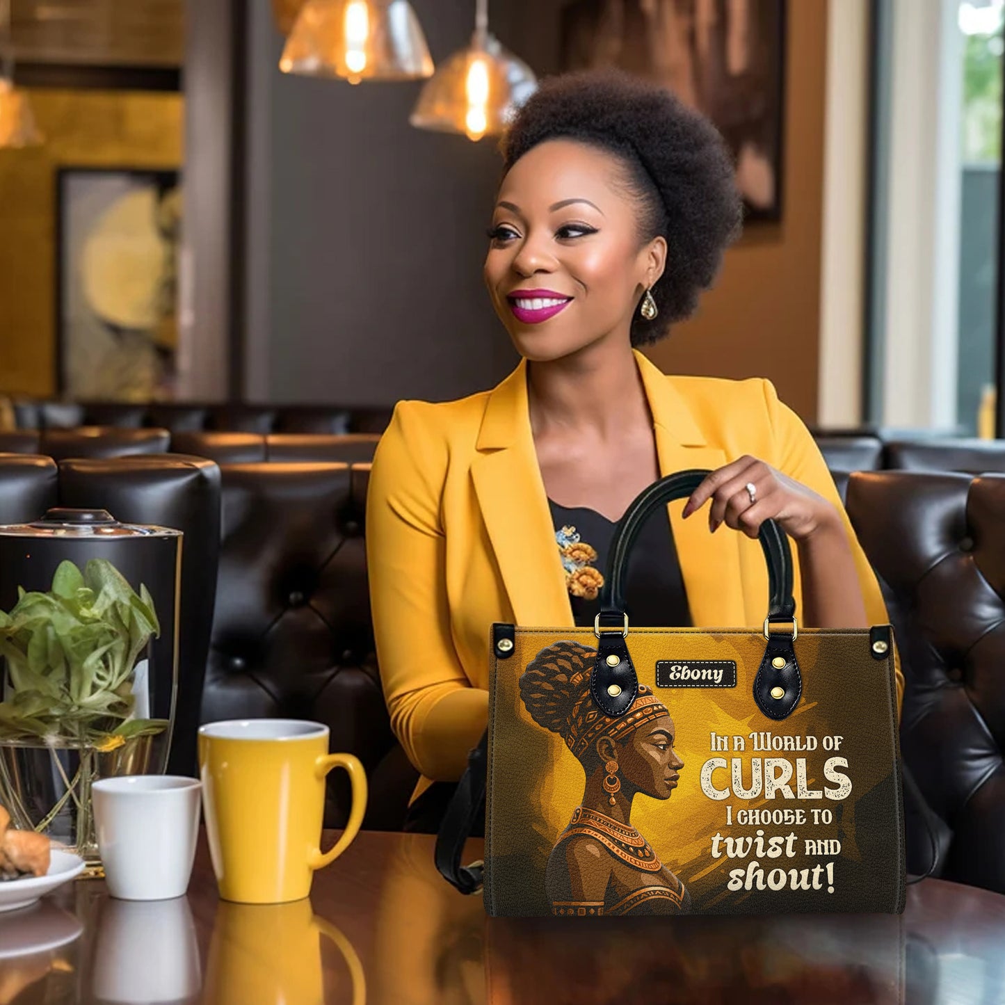 In A World Of Curls I Choose To Twist And Shout Personalized Leather Handbag