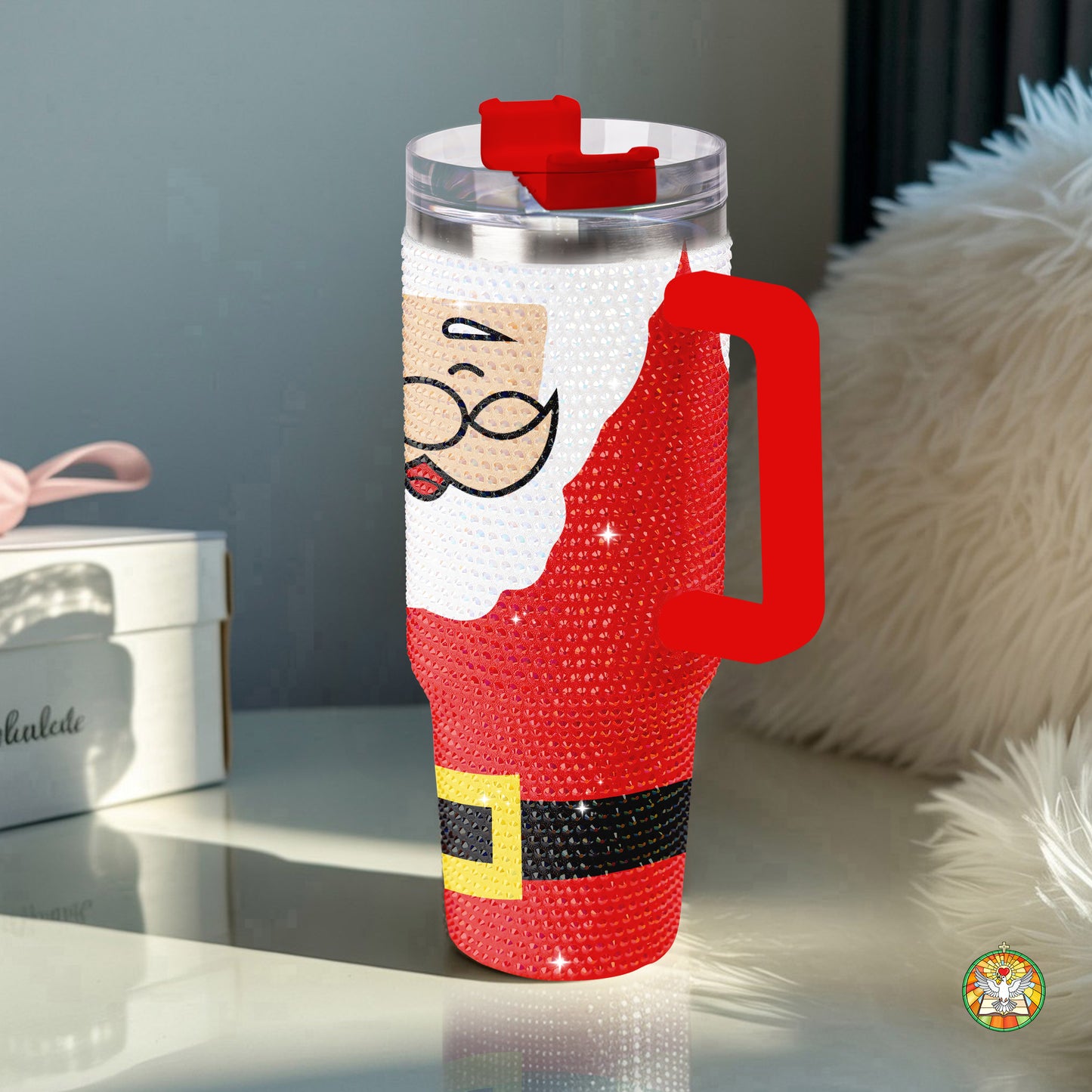 Santa Body Bling Diamond Tumbler 40oz - Sparkling Christmas Jolly Rhinestone Cup
