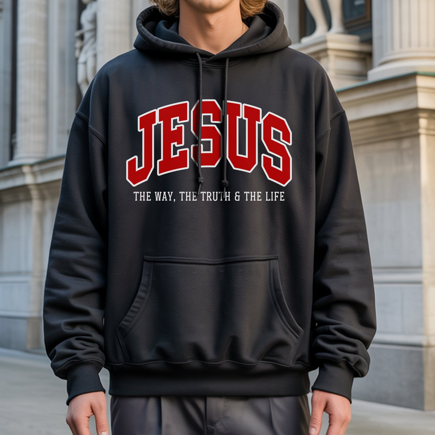"Jesus The Way The Truth The Life" Unisex Varsity Style Christian T-Shirt | John 14:6 Bold Declaration Tee | Faith Guided Life Apparel