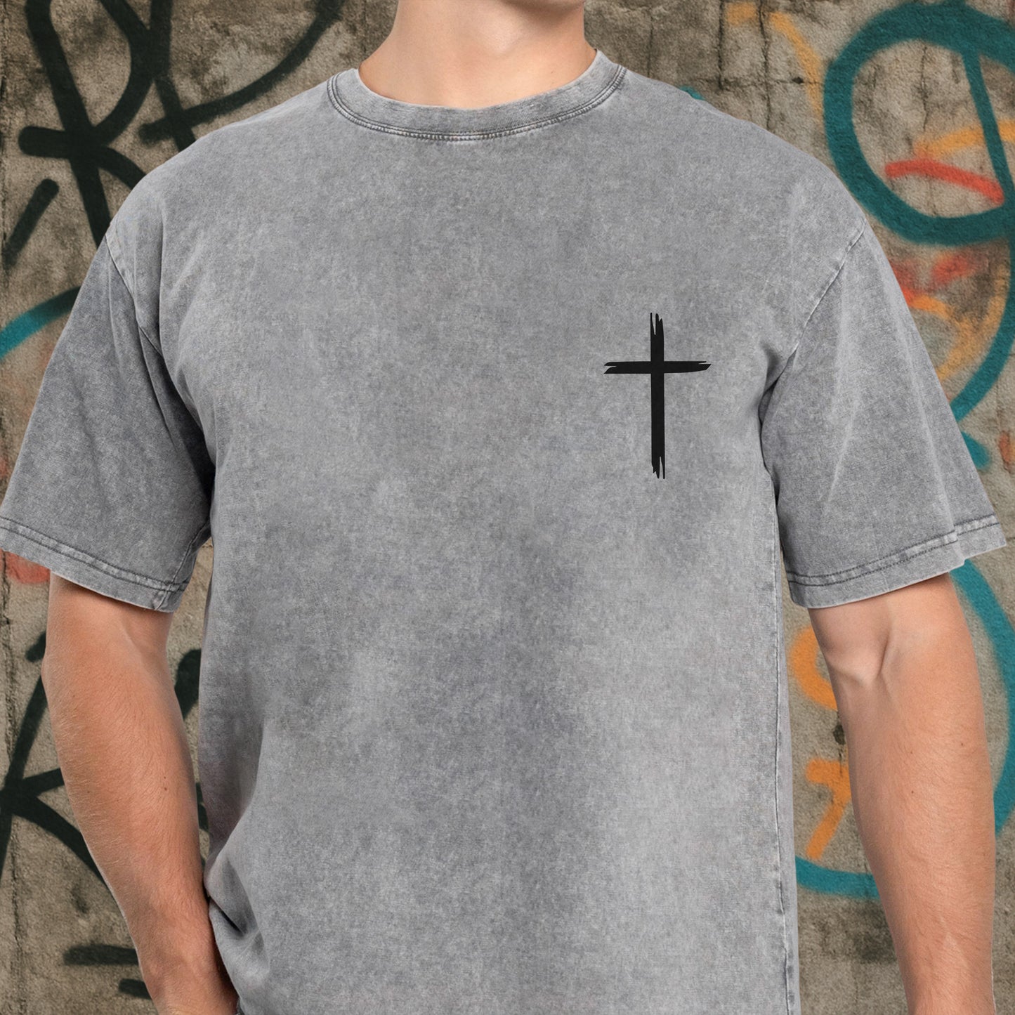 "Holy Holy Holy" Unisex Mineral Wash Christian T-Shirt Two Sides | Isaiah 6:3 Vintage Washed Cotton Tee | Faith Guided Life Apparel