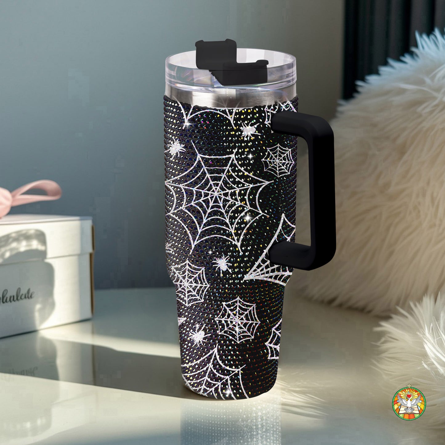 Spider Halloween Diamond Tumbler 40oz - Sparkling Spooky Rhinestone Cup