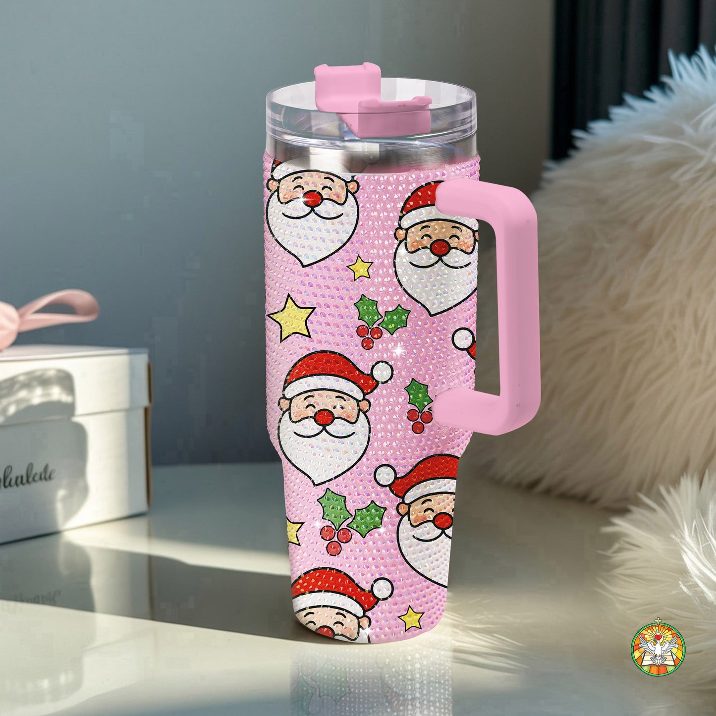 Santa Christmas Bling Diamond Tumbler 40oz - Sparkling Holiday Rhinestone Cup