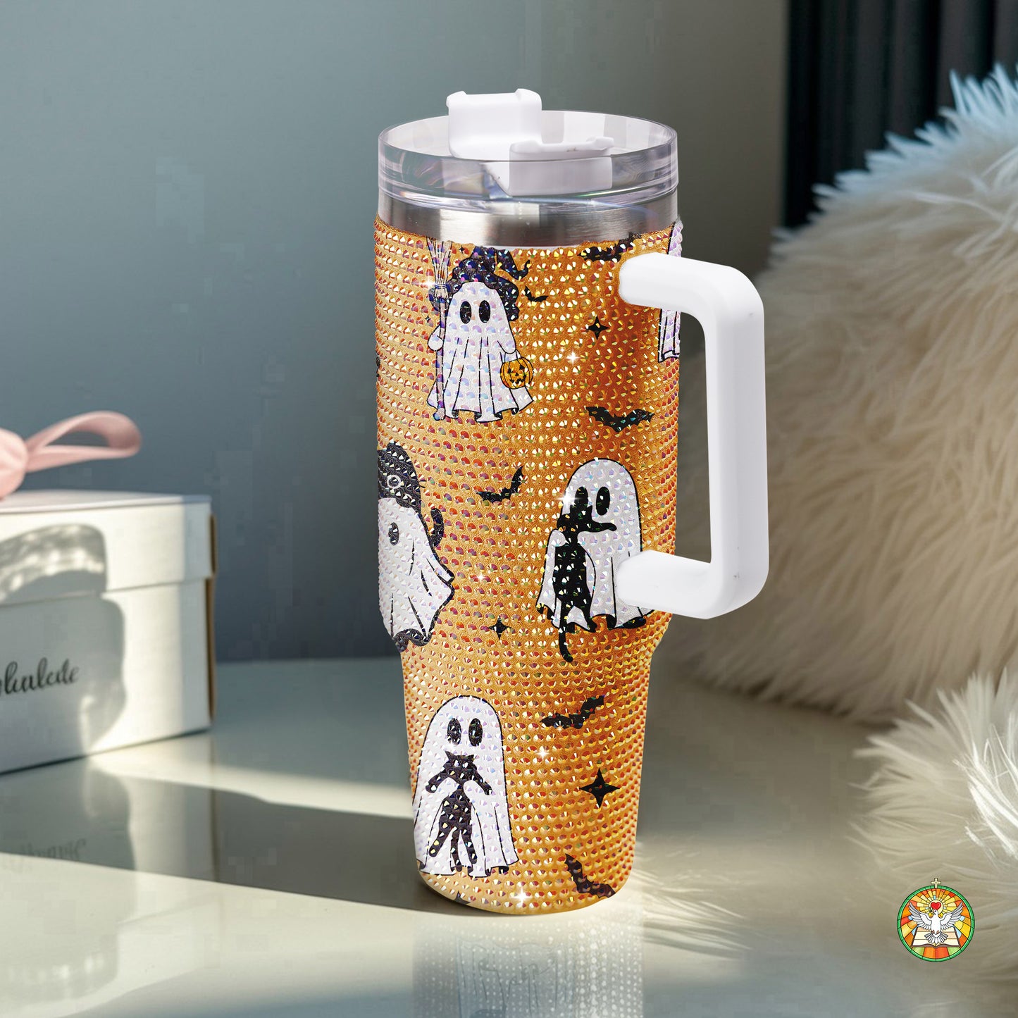 Witch Halloween Bling Diamond Tumbler 40oz - Sparkling Spooky Rhinestone Cup