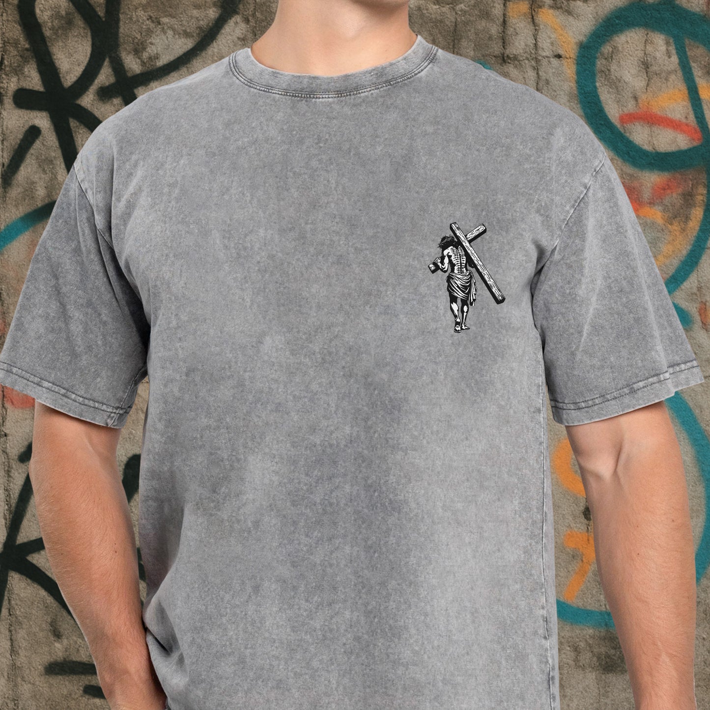 "Faith I Believe in Jesus" Unisex 100% Cotton Vintage Washed T-Shirt Two Sides | Matthew 6:6 Christian Apparel