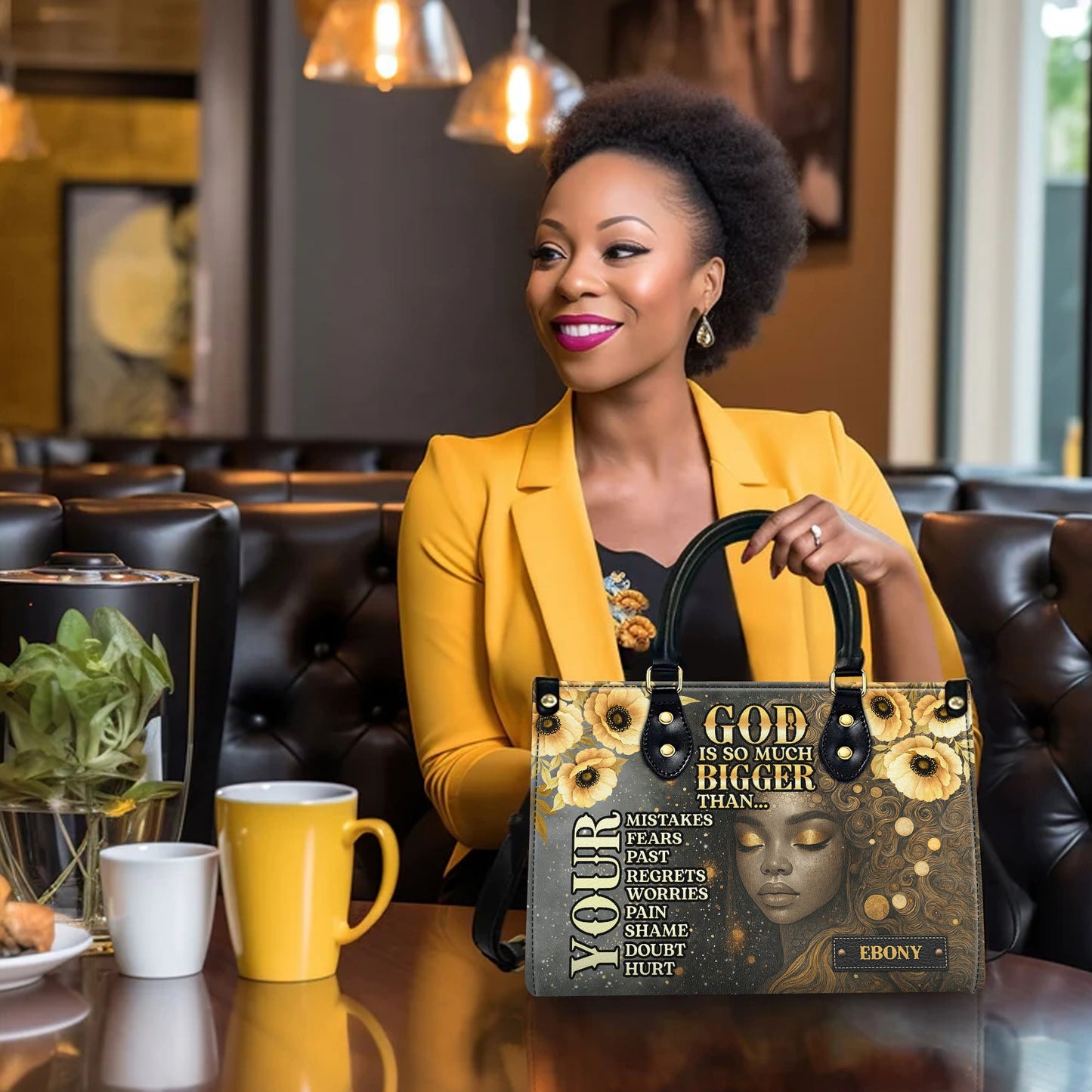 God Is So Much Bigger Than Your Fears Faith Over Everything Personalized Leather Handbag