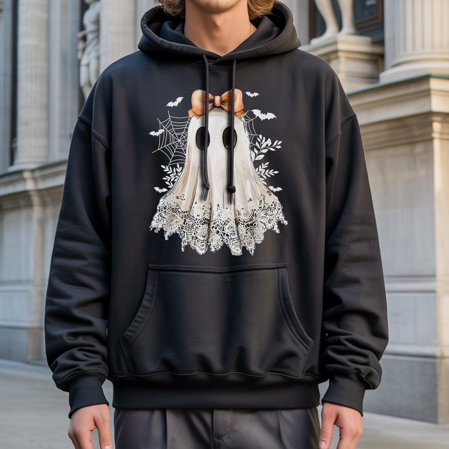 Cute Halloween Ghost with Bow T-Shirt - Adorable Spooky Spirit