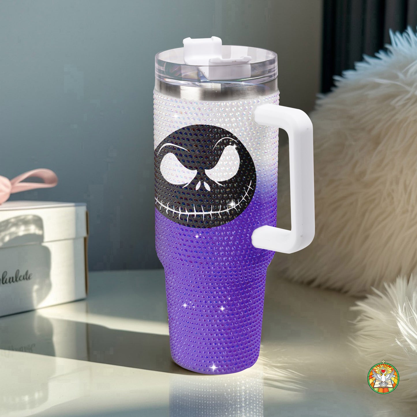 Ghost Halloween Bling Diamond Tumbler 40oz - Sparkling Spooky Rhinestone Cup