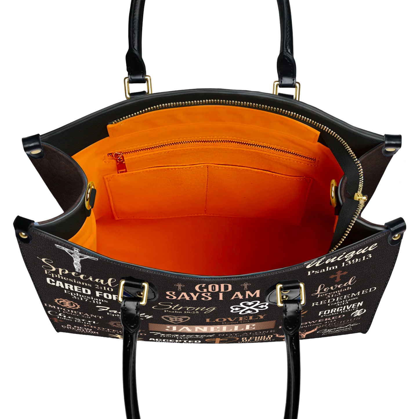 God Says I Am Special Loved Chosen Christian Identity Affirmation Personalized Leather Handbag