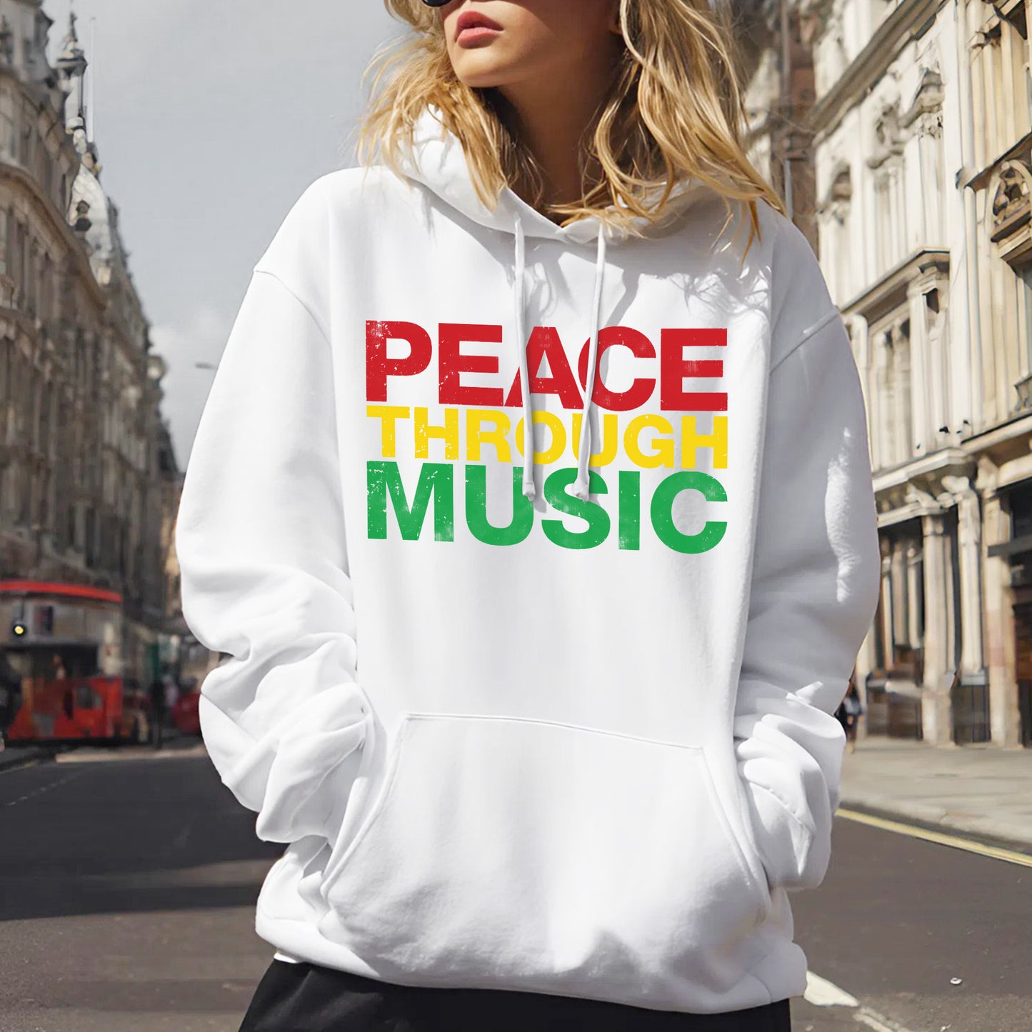 Peace Through Music T-Shirt - Rastafarian Colors Unity Declaration