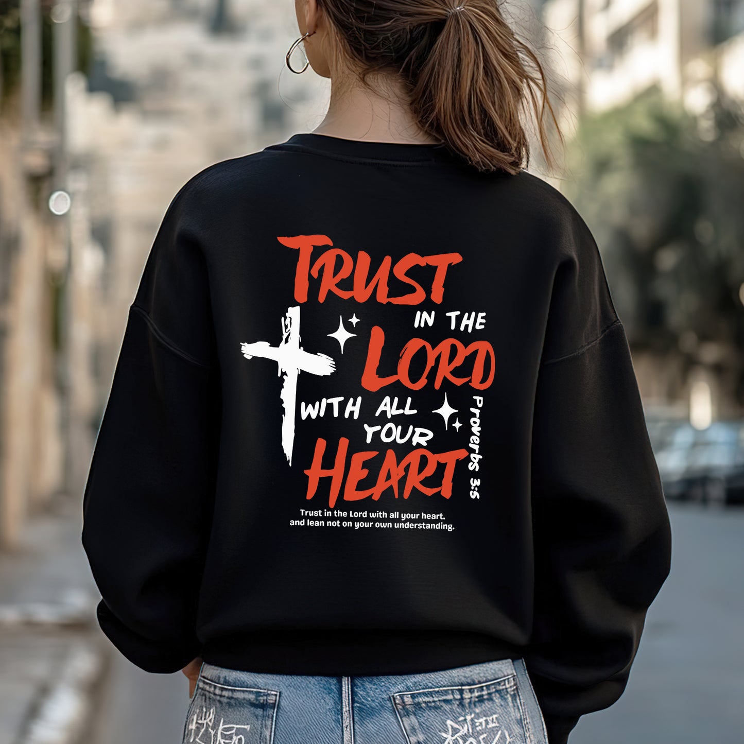 Trust In The Lord With All Your Heart Proverbs 3:5 Christian T-Shirt Two Sides Biblical Faith Tee