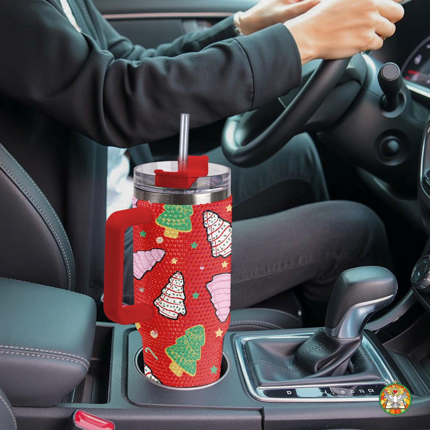 Christmas Trees Winter Hats Bling Diamond Tumbler 40oz - Sparkling Holiday Cozy Rhinestone Cup