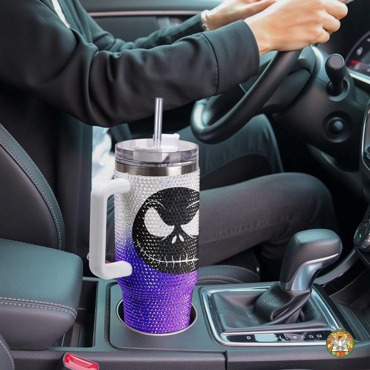 Ghost Halloween Bling Diamond Tumbler 40oz - Sparkling Spooky Rhinestone Cup