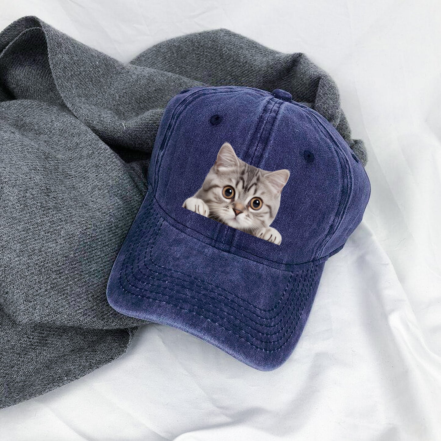 Peeking Cat Baseball Cap - Adorable Cat Lover Hat