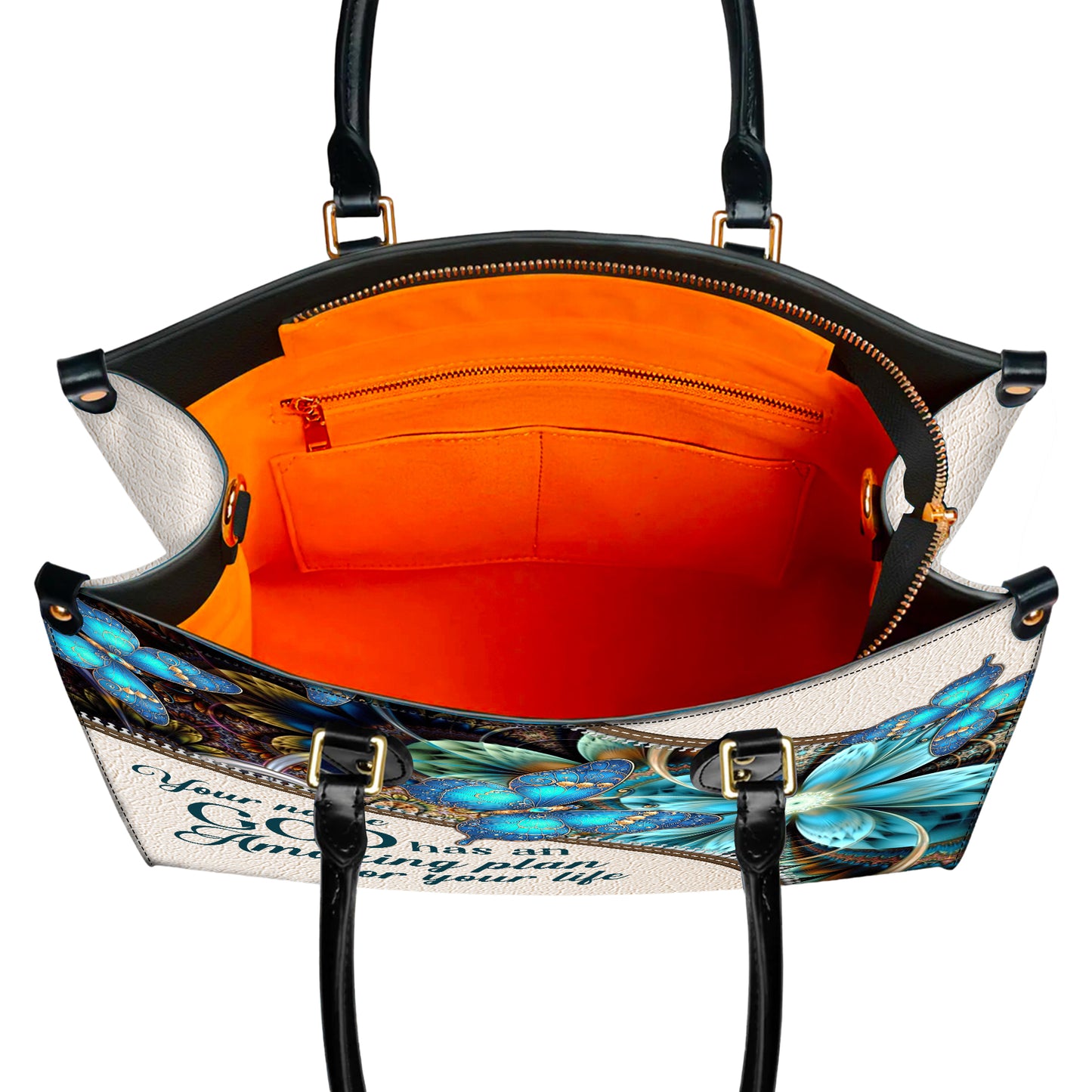 God Has An Amazing Plan For Your Life Personalized Faith Butterfly Leather Handbag Christian Women
