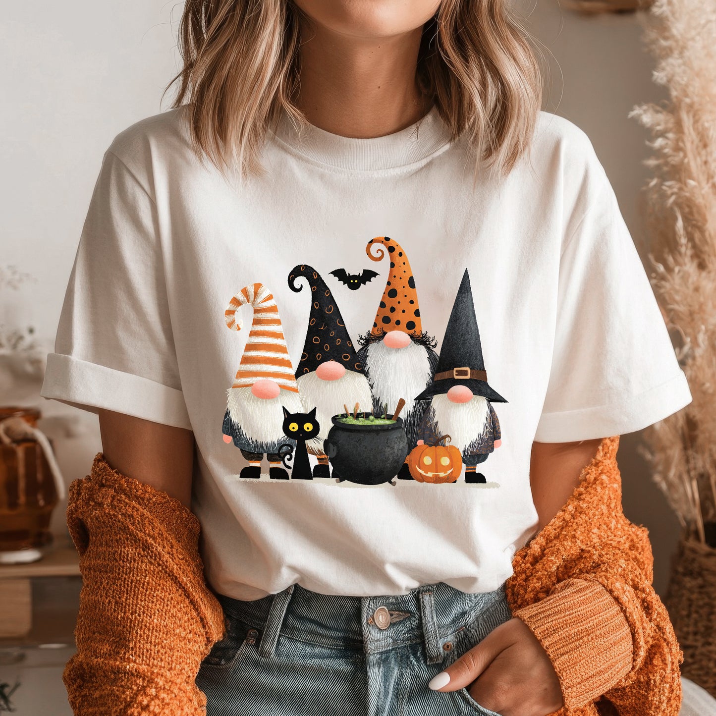 Halloween Gnomes Witch Hats Cute Spooky T-Shirt Adorable Fall Autumn Gnome Squad Tee