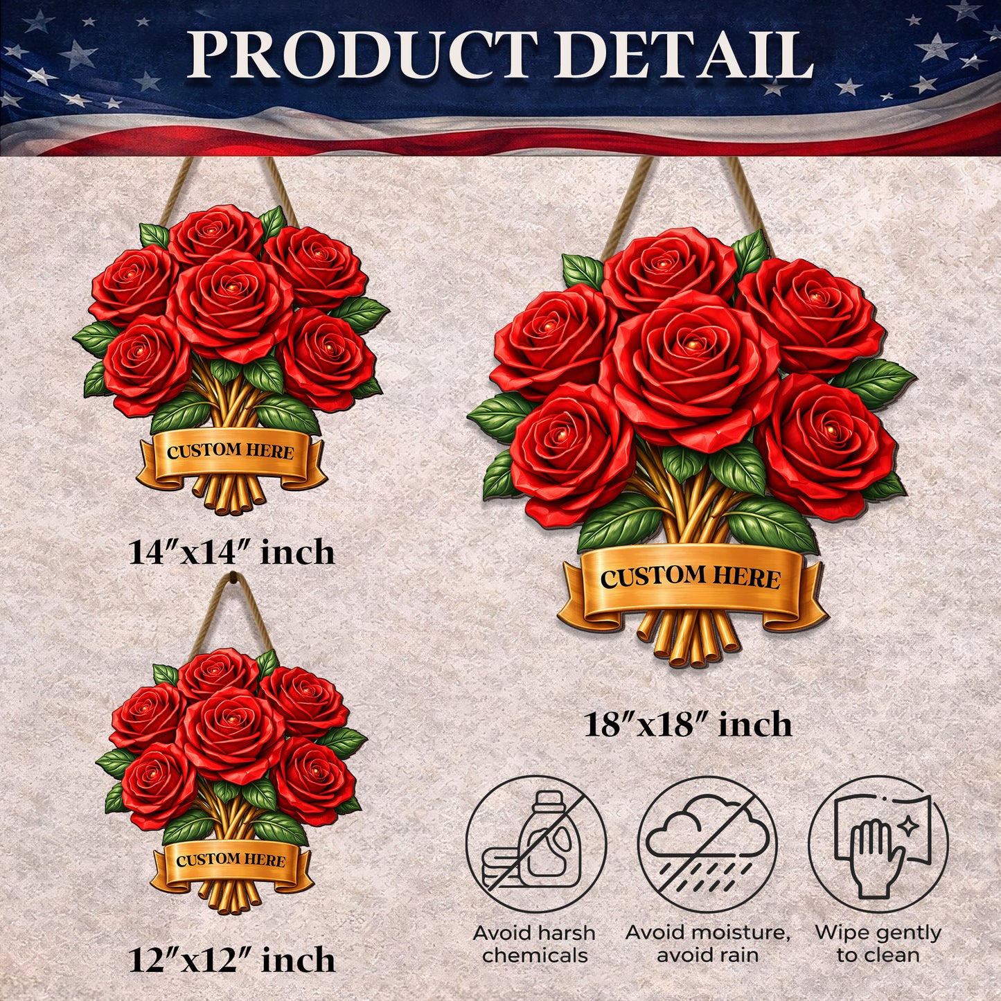 Personalized Mother's Day Rose Bouquet Wood Sign