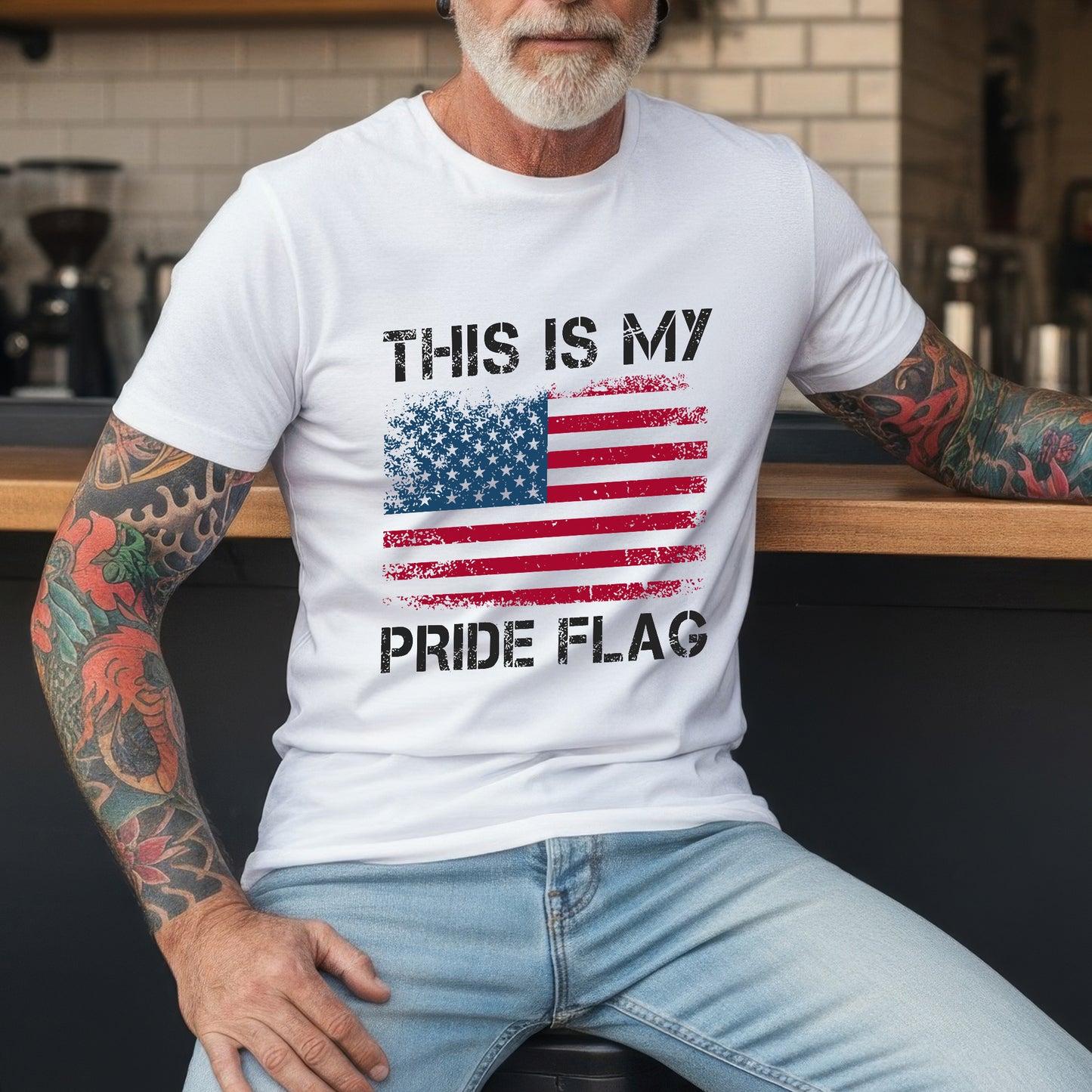This Is My Pride Flag Distressed American Flag T-Shirt
