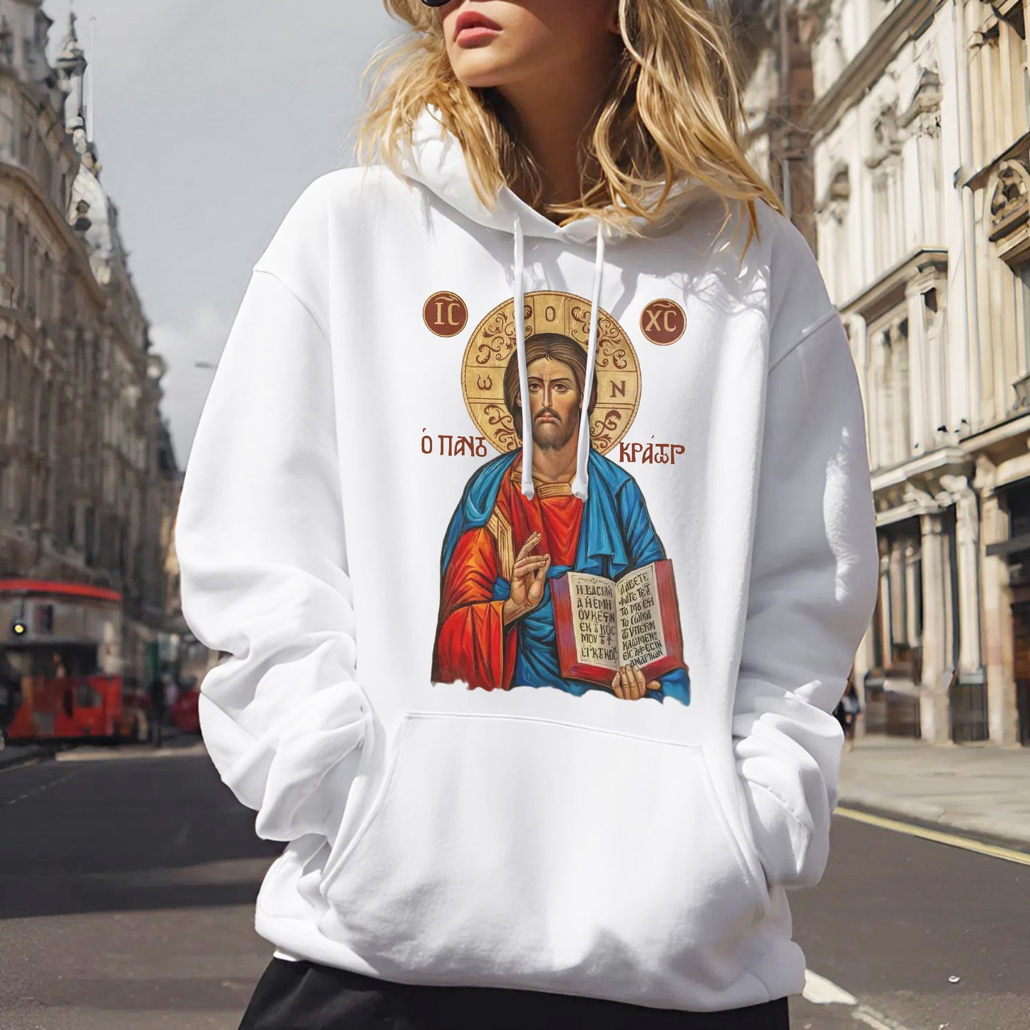 Orthodox Jesus Christ Cyrillic Icon T-Shirt - Russian Slavonic Traditional Sacred Art