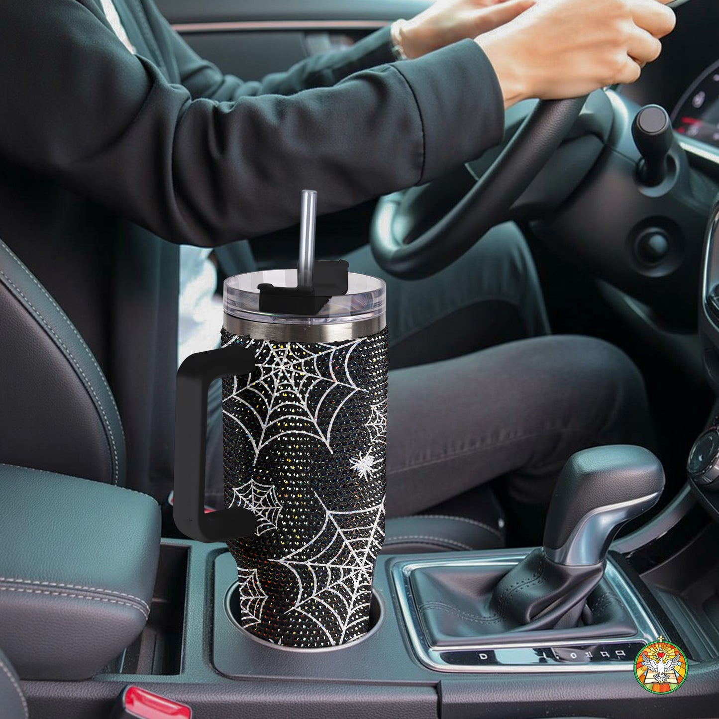 Spider Halloween Diamond Tumbler 40oz - Sparkling Spooky Rhinestone Cup