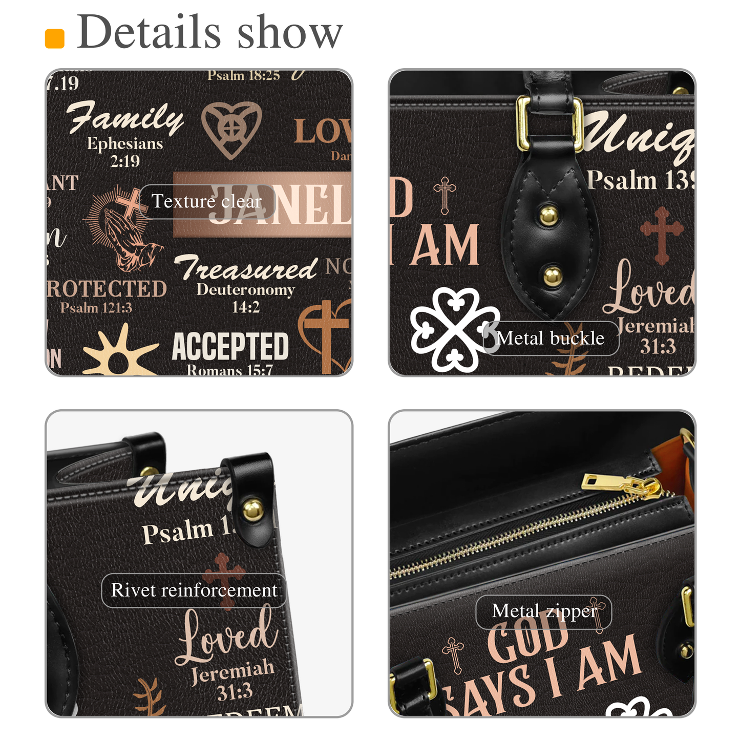 God Says I Am Special Loved Chosen Christian Identity Affirmation Personalized Leather Handbag