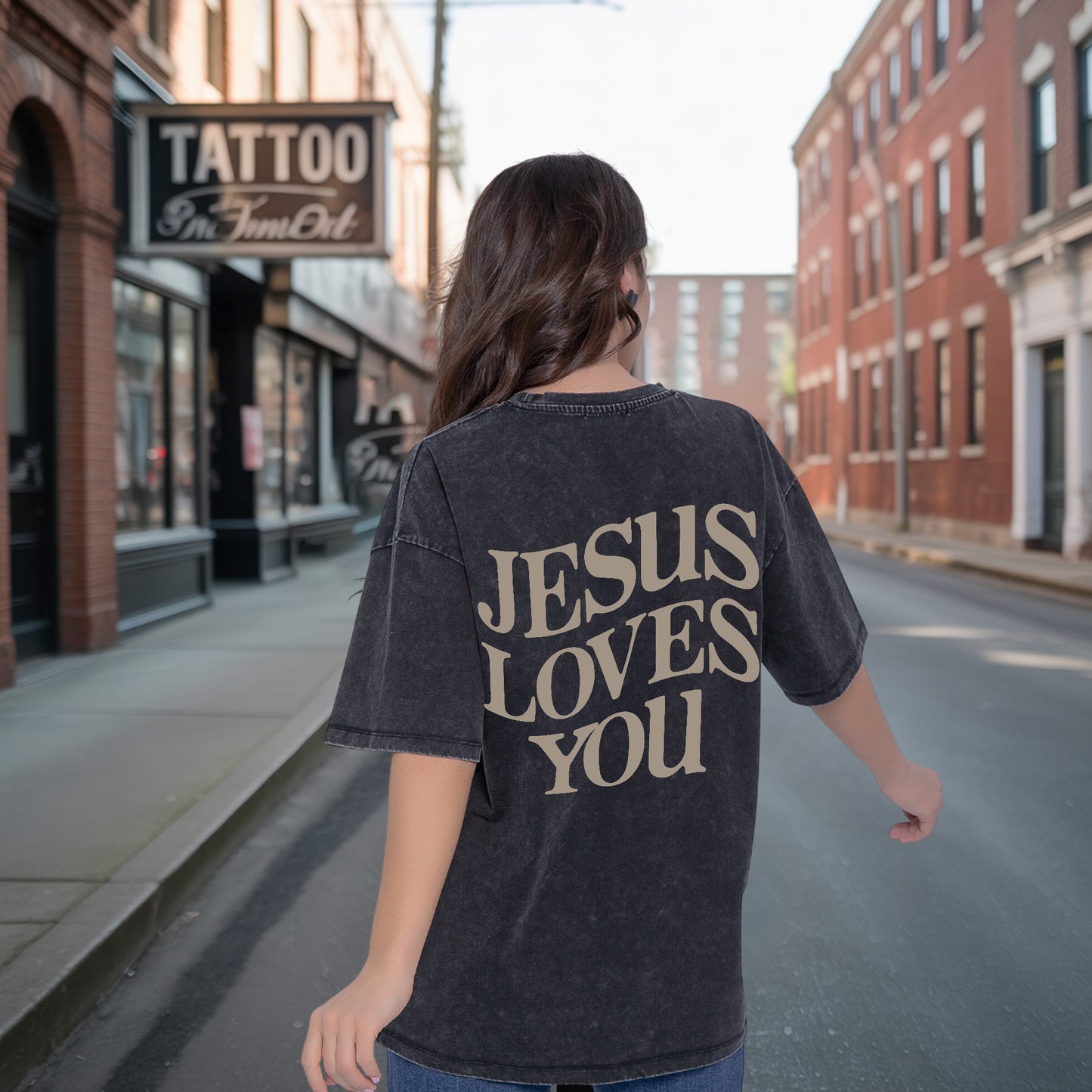 "Jesus Loves You" Unisex Vintage Washed Christian T-Shirt Two Sides | John 15:13 Personal Love Declaration Tee | Faith Guided Life Apparel
