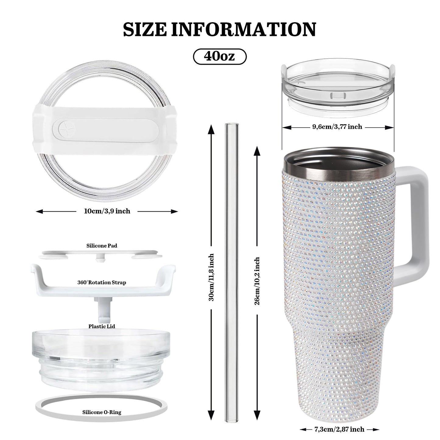Santa Christmas Bling Diamond Tumbler 40oz - Sparkling Holiday Rhinestone Cup