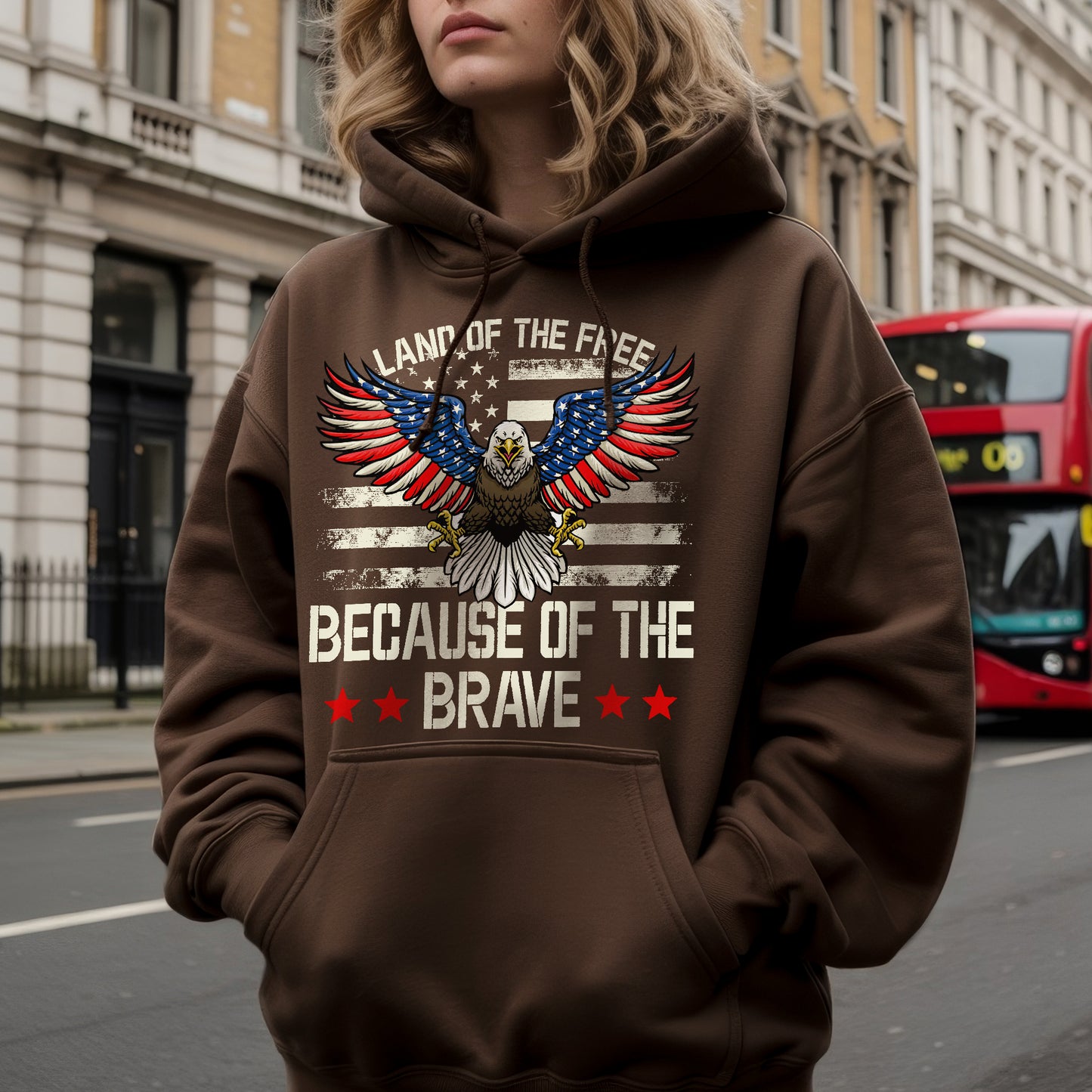 Land of the Free Because of the Brave Patriotic USA Eagle Tshirt