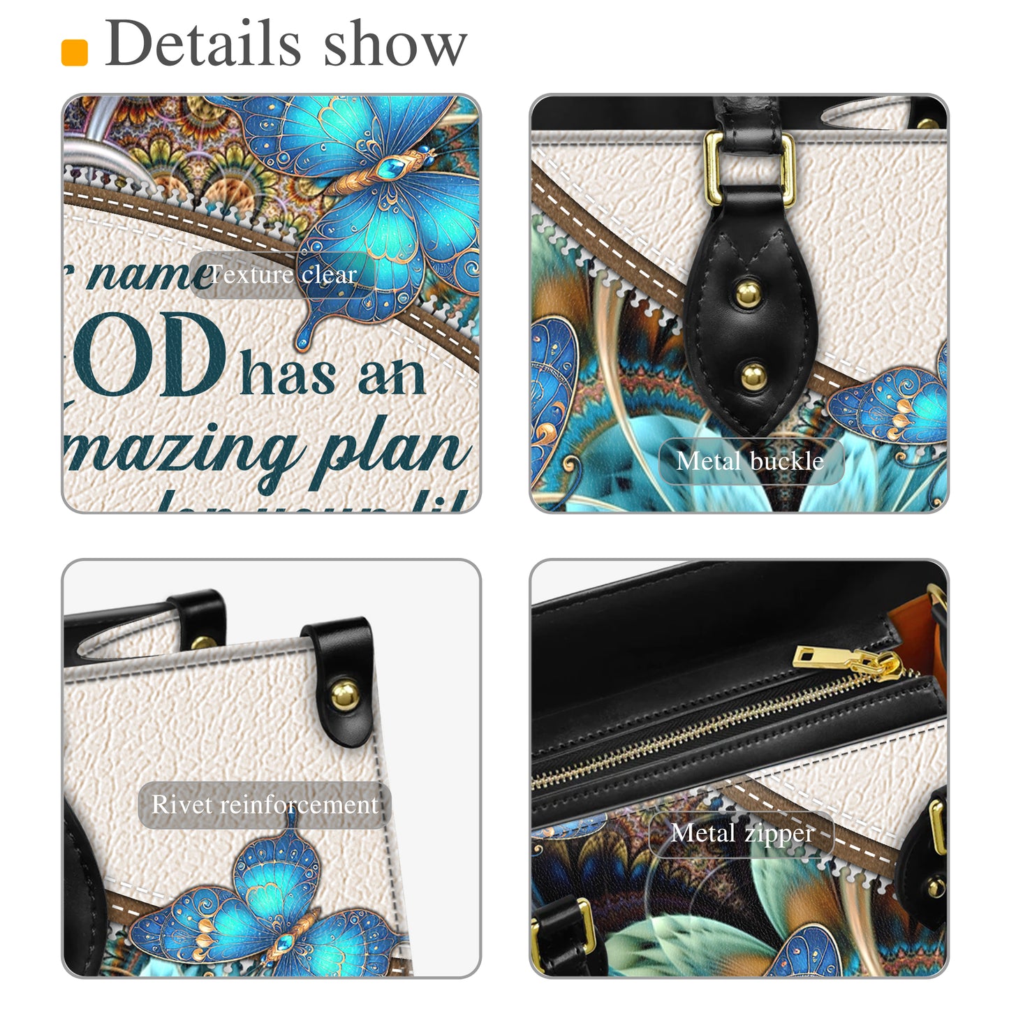God Has An Amazing Plan For Your Life Personalized Faith Butterfly Leather Handbag Christian Women