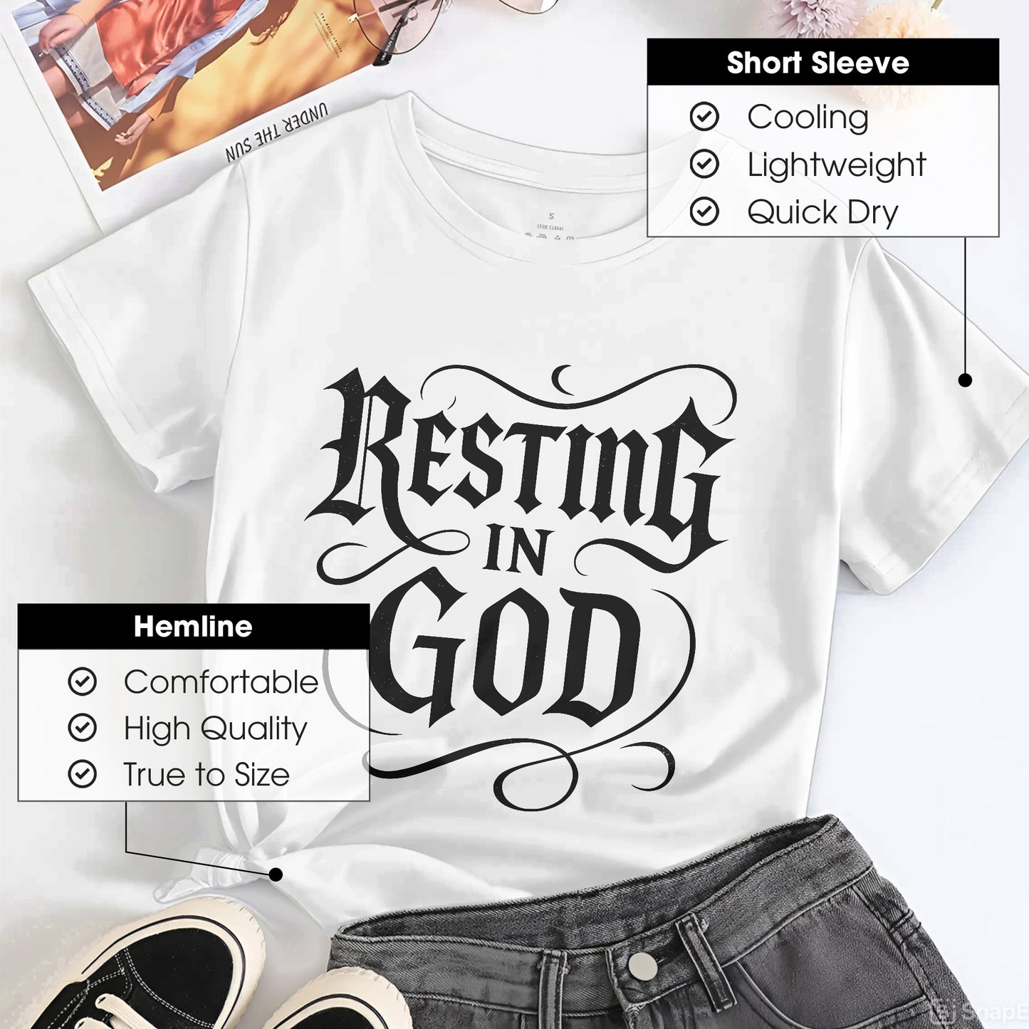 Resting In God Gothic Style T-Shirt - Bold Christian Peace Declaration