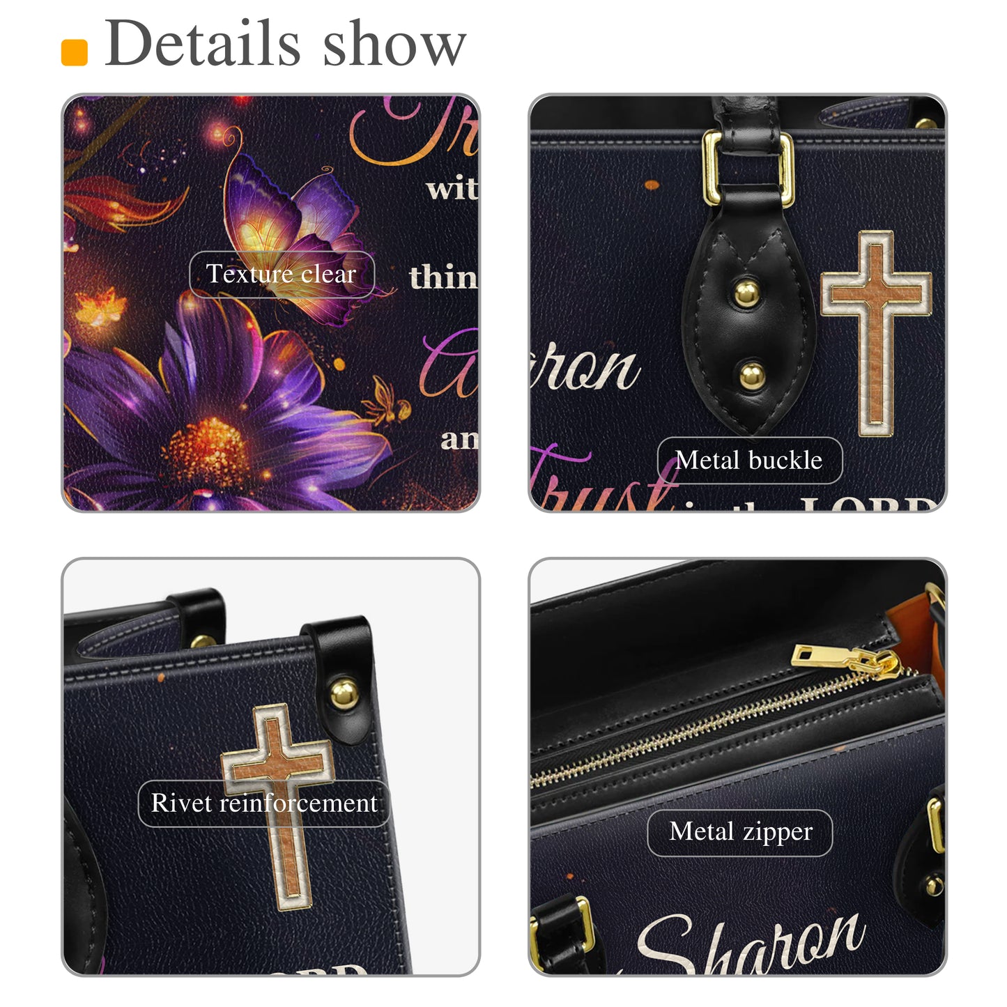 Trust In The Lord Proverbs 3:5-6 He Shall Direct Thy Paths Personalized Faith Leather Handbag