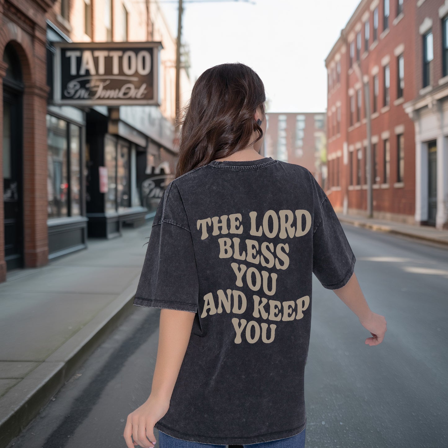"The Lord Bless You And Keep You" Unisex Vintage Washed Christian T-Shirt Two Sides | Numbers 6:24-26 Aaronic Blessing Tee | Faith Guided Life Apparel