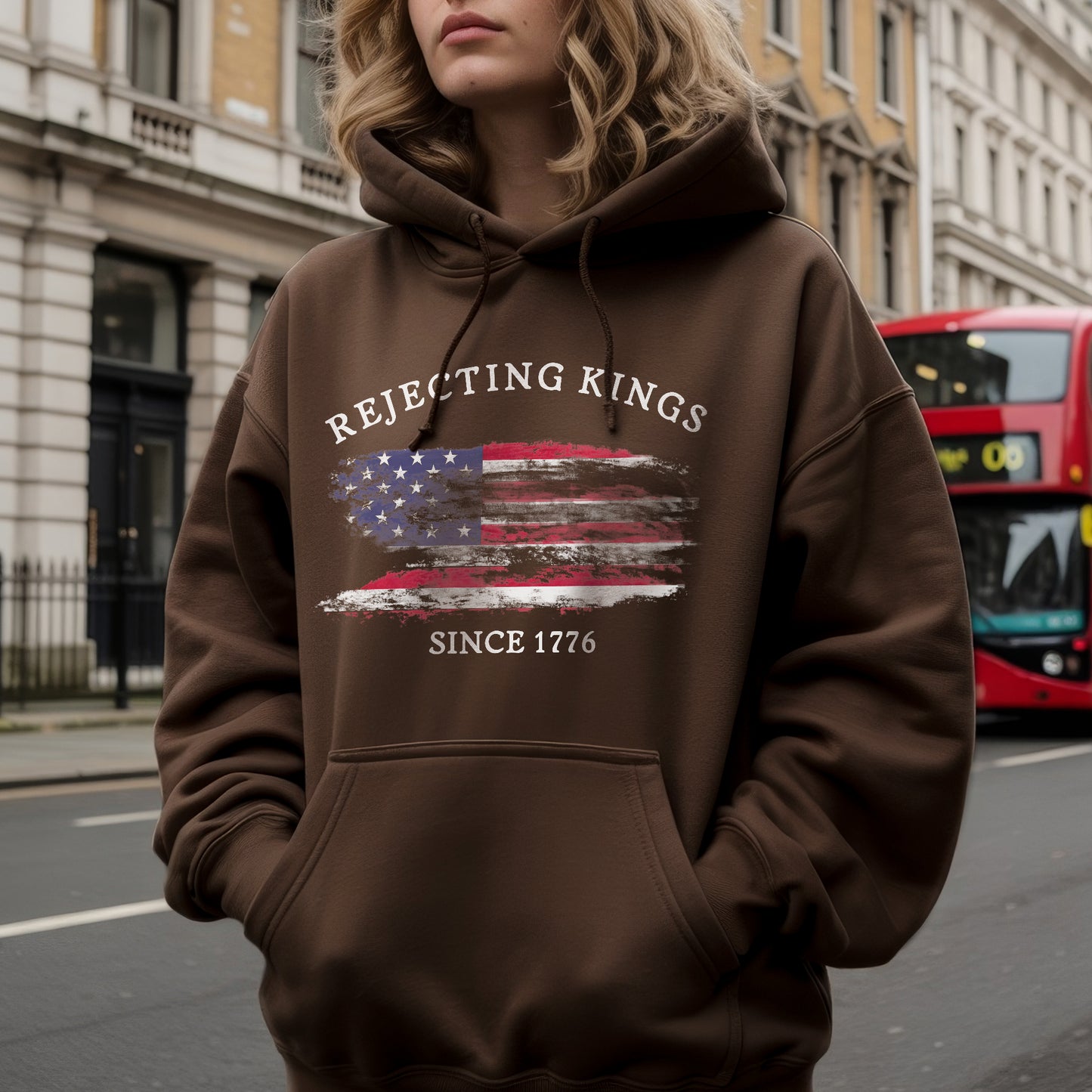 Rejecting Kings Since 1776 Distressed American Flag T-Shirt