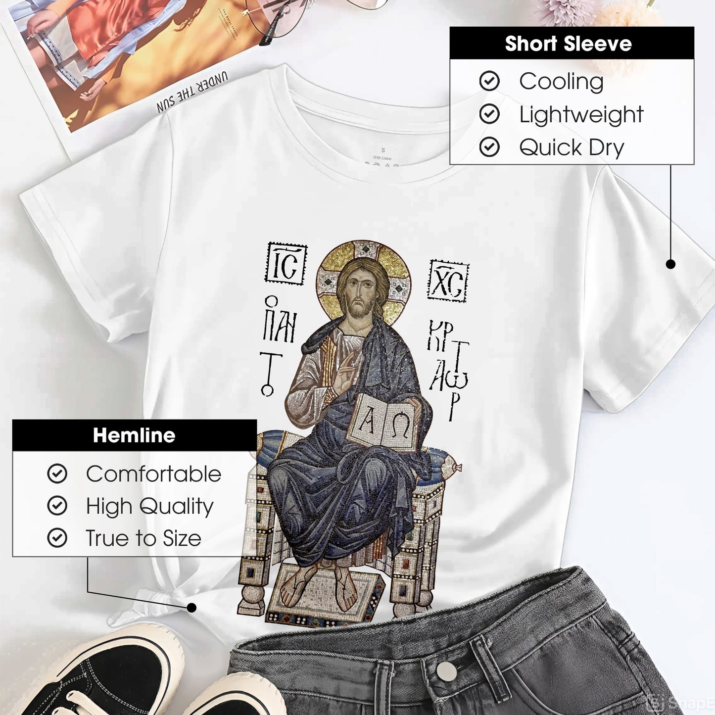 Byzantine Orthodox Jesus Christ Pantocrator T-Shirt - IC XC NIKA Traditional Icon