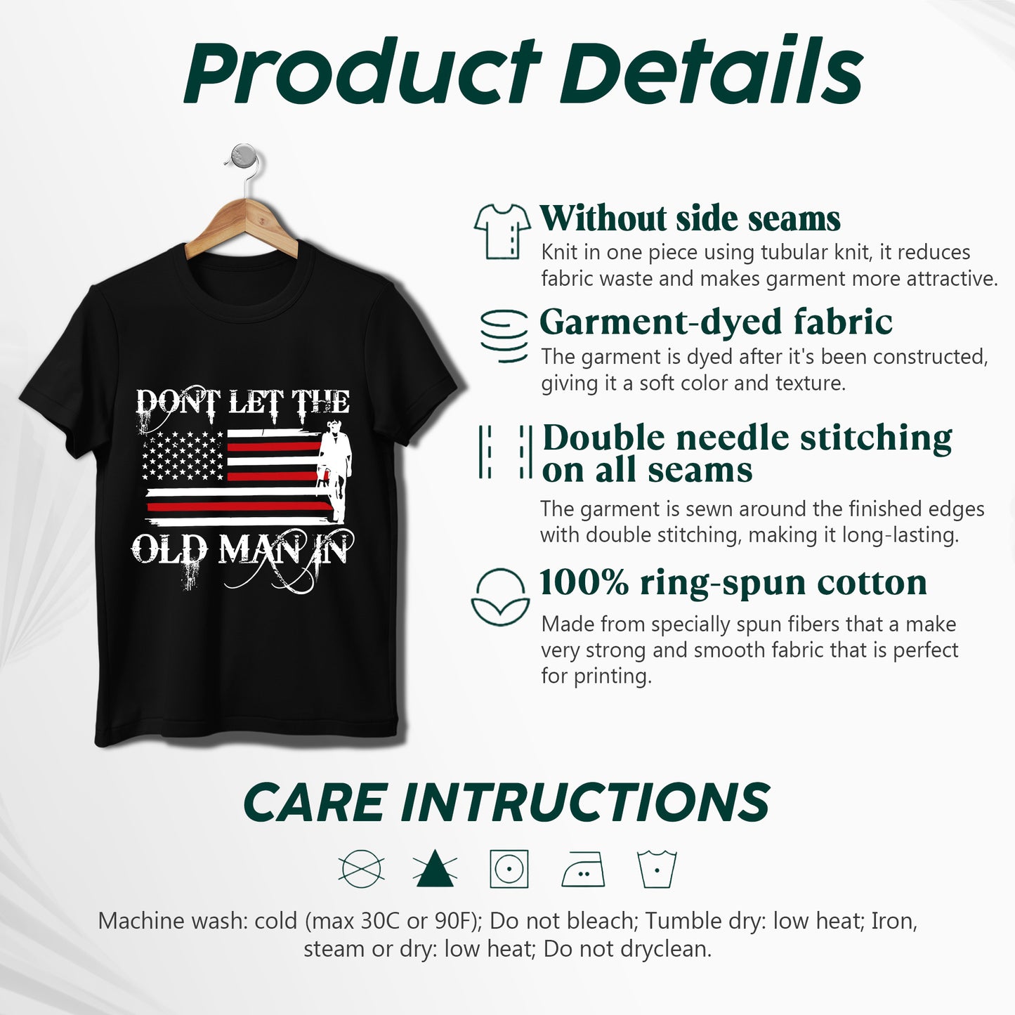 Don't Let The Old Man In T-Shirt Center - Patriotic Aging Wisdom Declaration