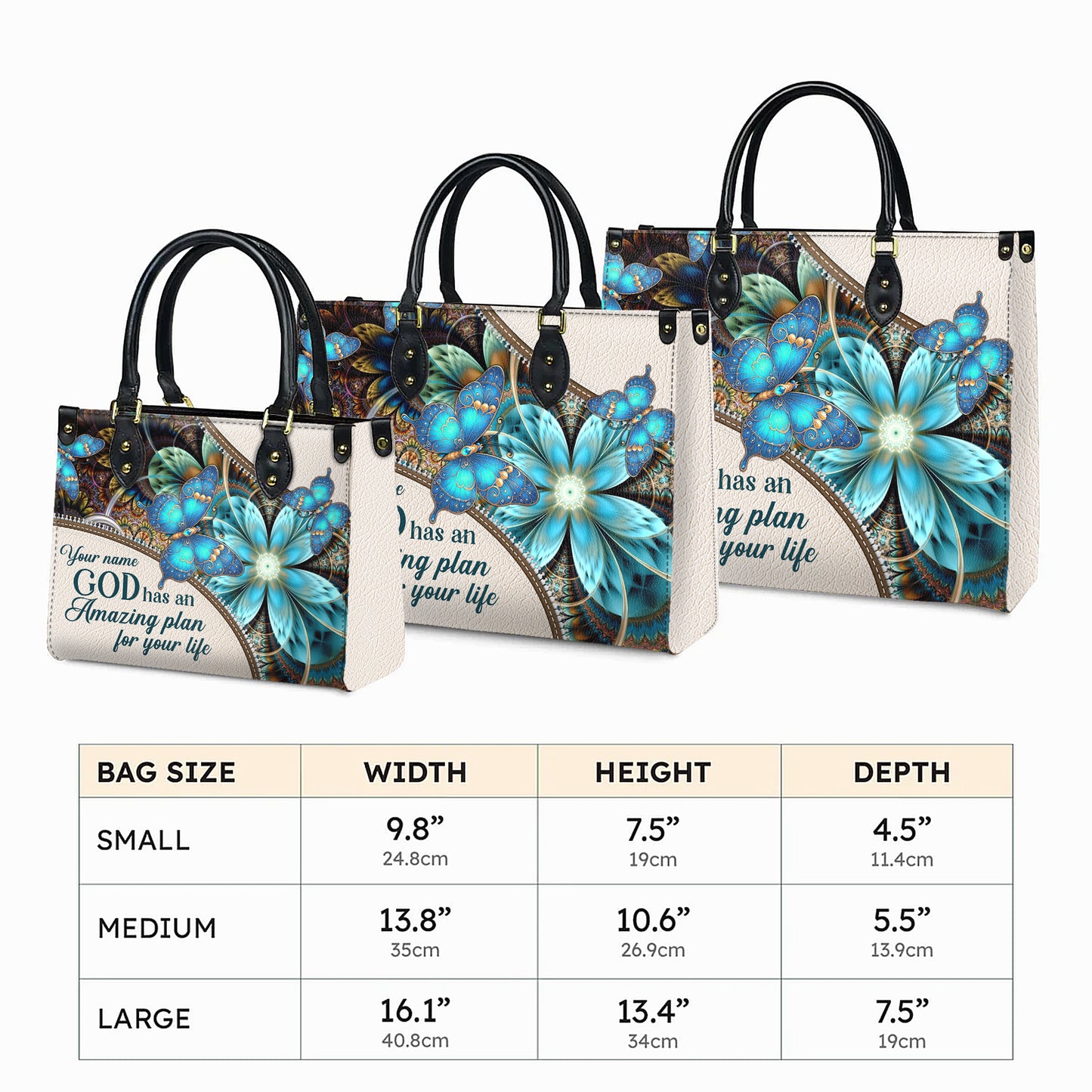 God Has An Amazing Plan For Your Life Personalized Faith Butterfly Leather Handbag Christian Women