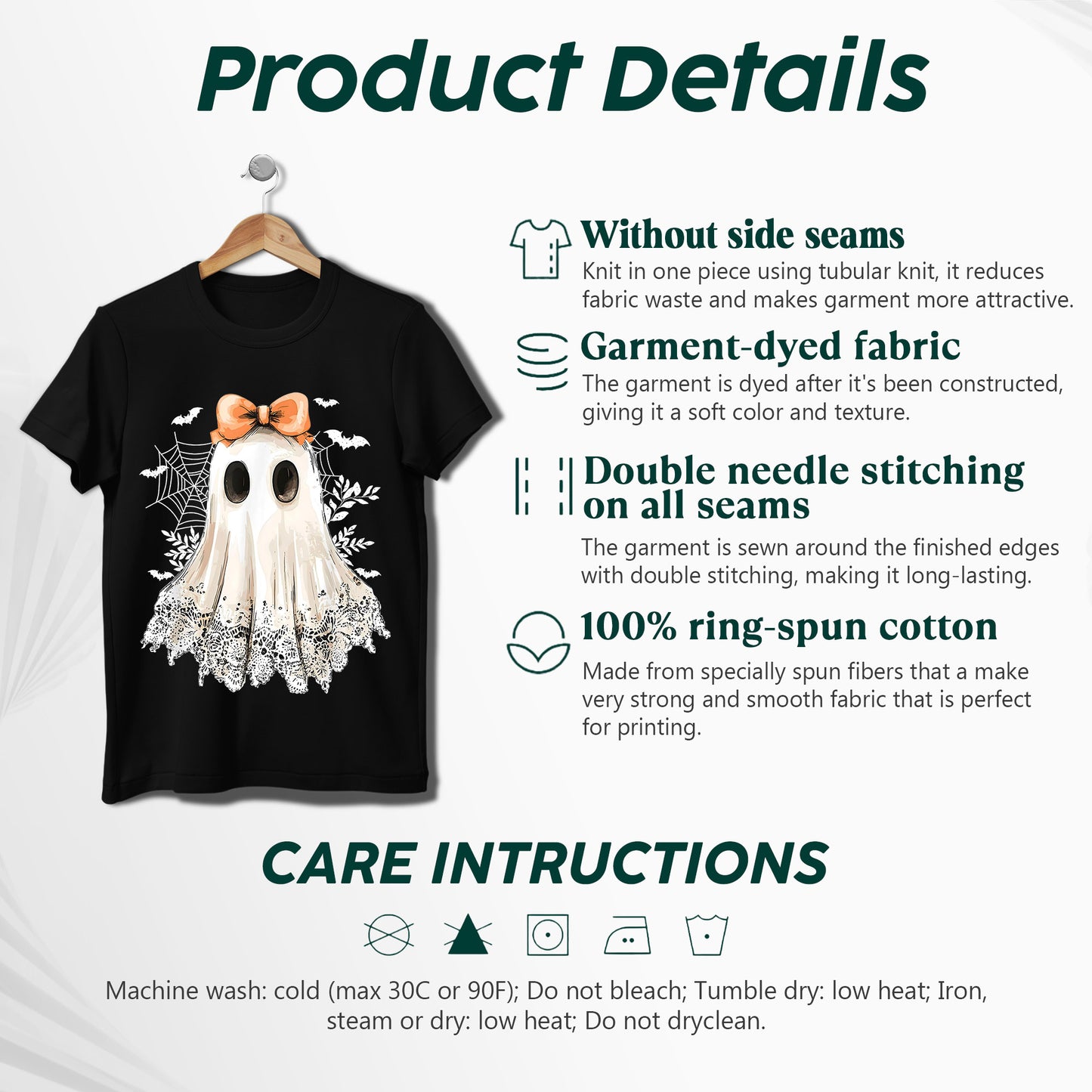 Cute Halloween Ghost with Bow T-Shirt - Adorable Spooky Spirit