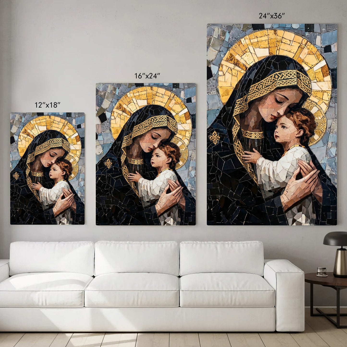 Madonna and Child Mosaic Christian Wall Art Poster/Canvas