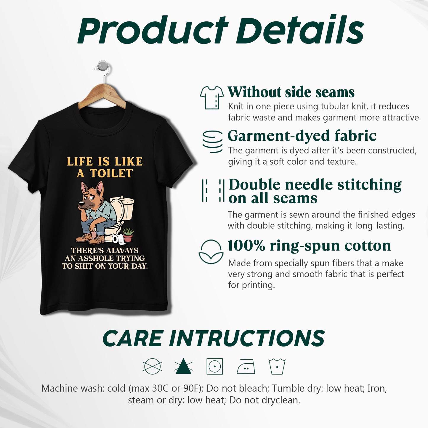 Life Is Like A Toilet Crude Humor T-Shirt Funny Dog Sarcastic Adult Humor Tee