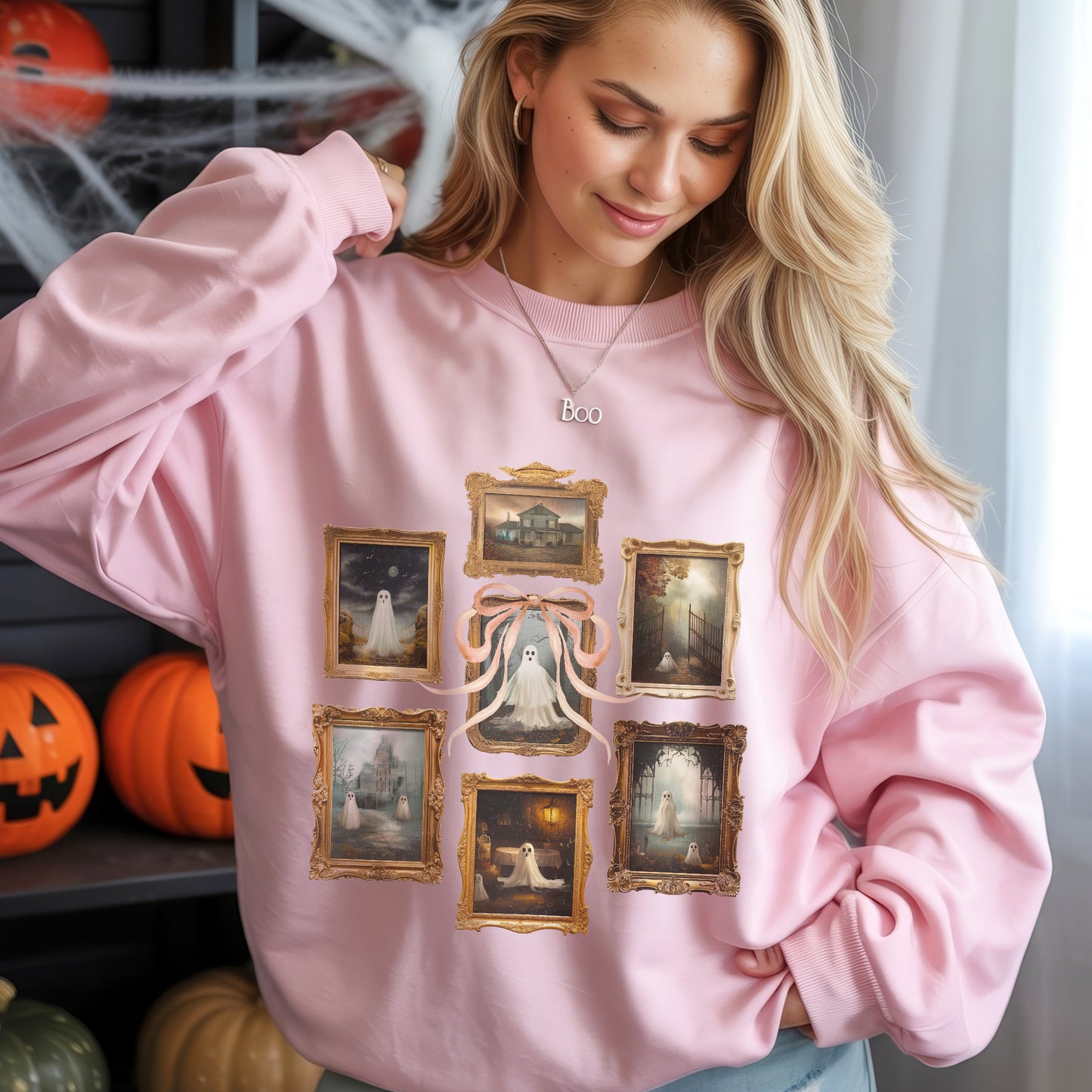 Vintage Ghost Gallery Museum Halloween T-Shirt Artistic Spooky Portrait Collection Aesthetic Tee