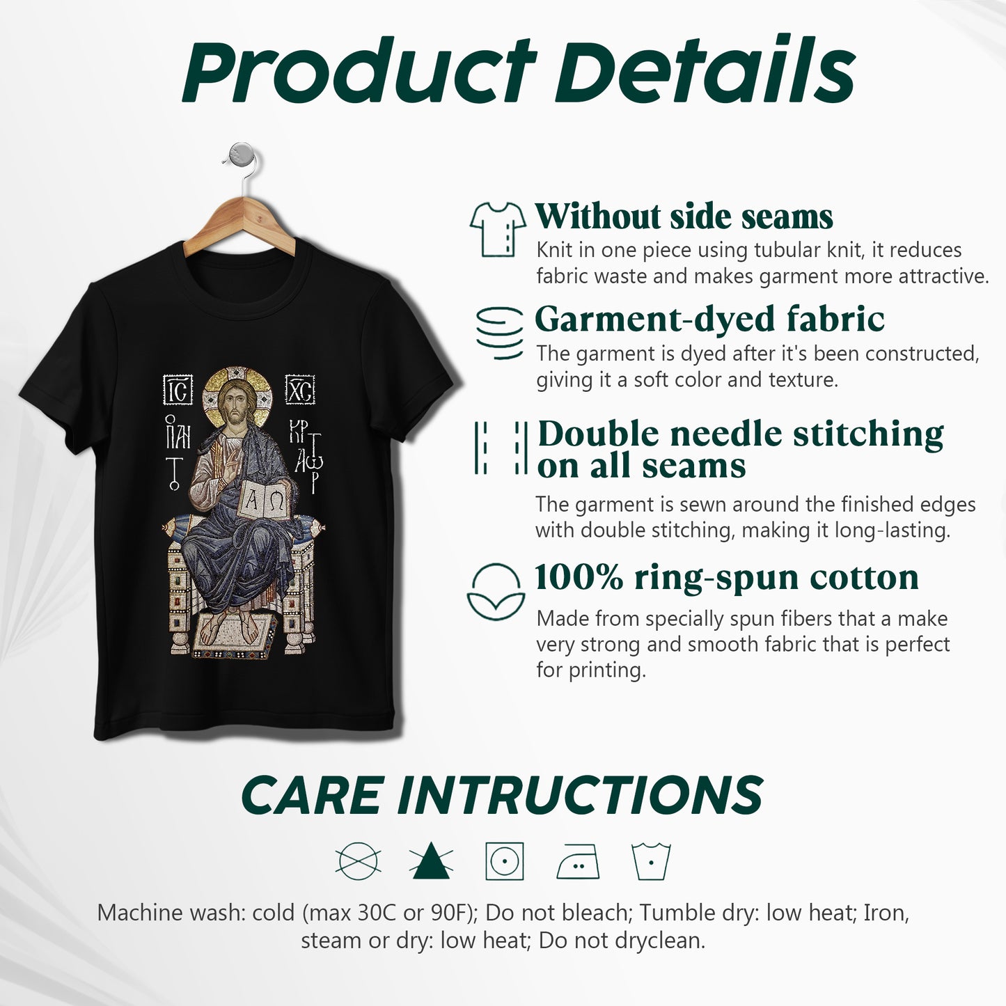 Byzantine Orthodox Jesus Christ Pantocrator T-Shirt - IC XC NIKA Traditional Icon