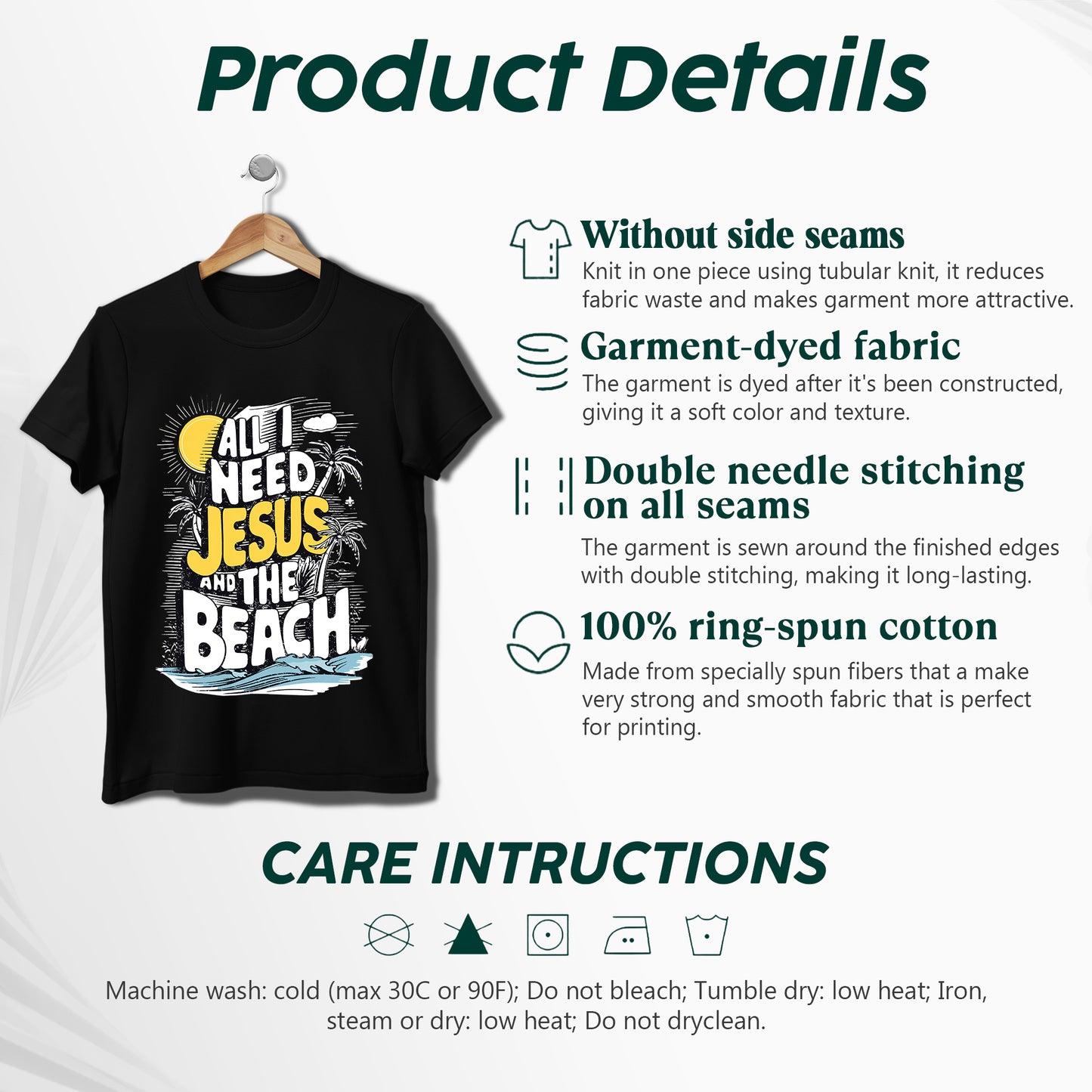 All I Need Jesus And The Beach T-Shirt - Christian Beach Life Declaration