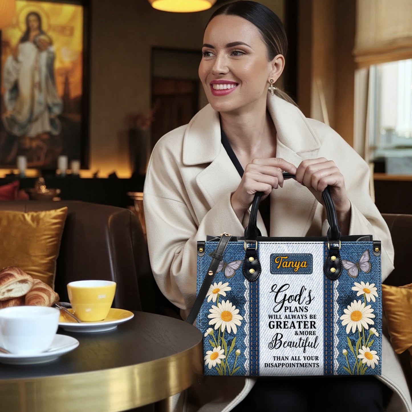 God's Plans Will Always Be Greater Than Your Disappointments Personalized Leather Handbag